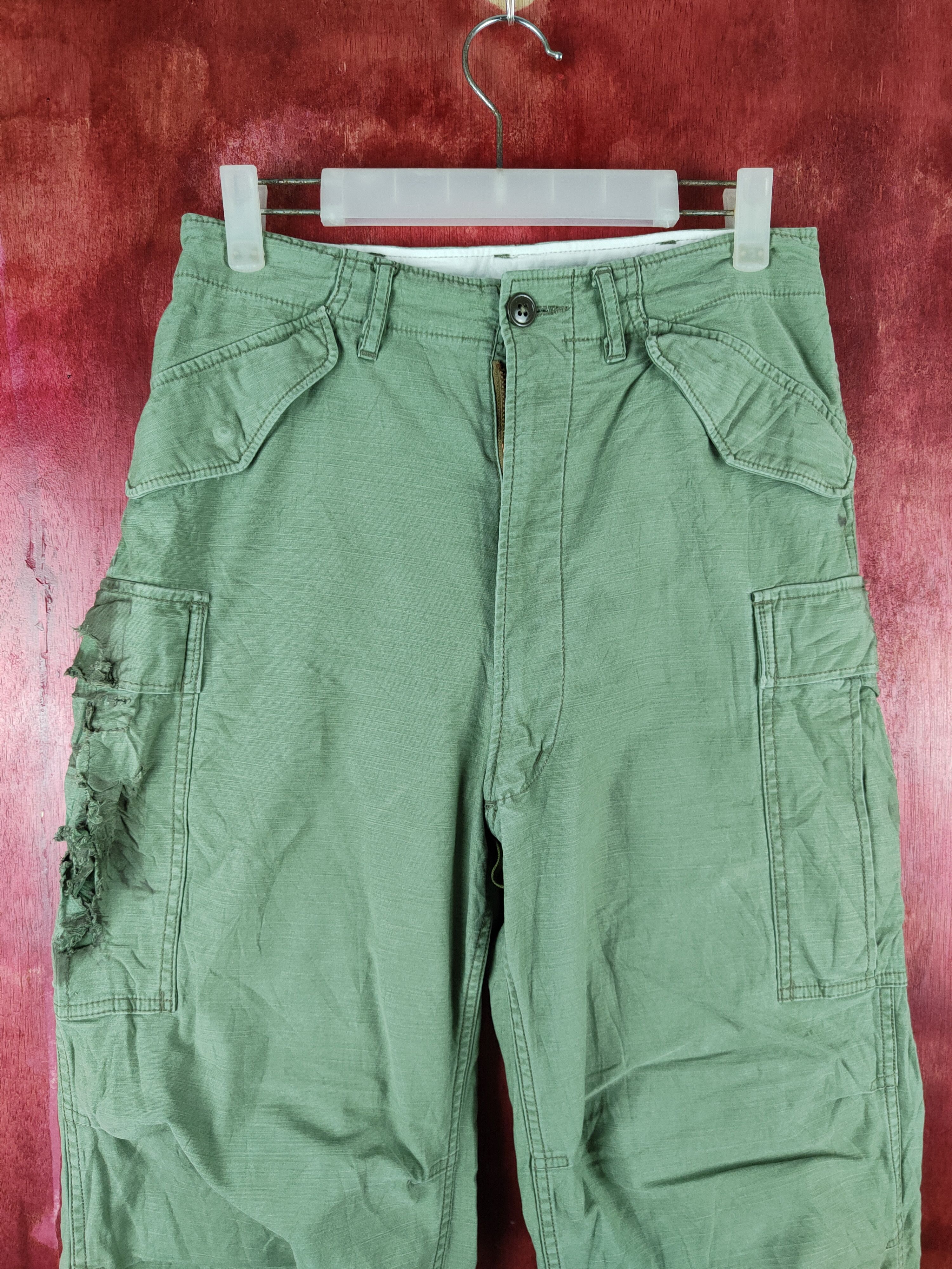 Japanese Brand Japan vintage ripped Light Green Tactical Cargo Pants #S724 Size US 28 / EU 44 - 2 Thumbnail