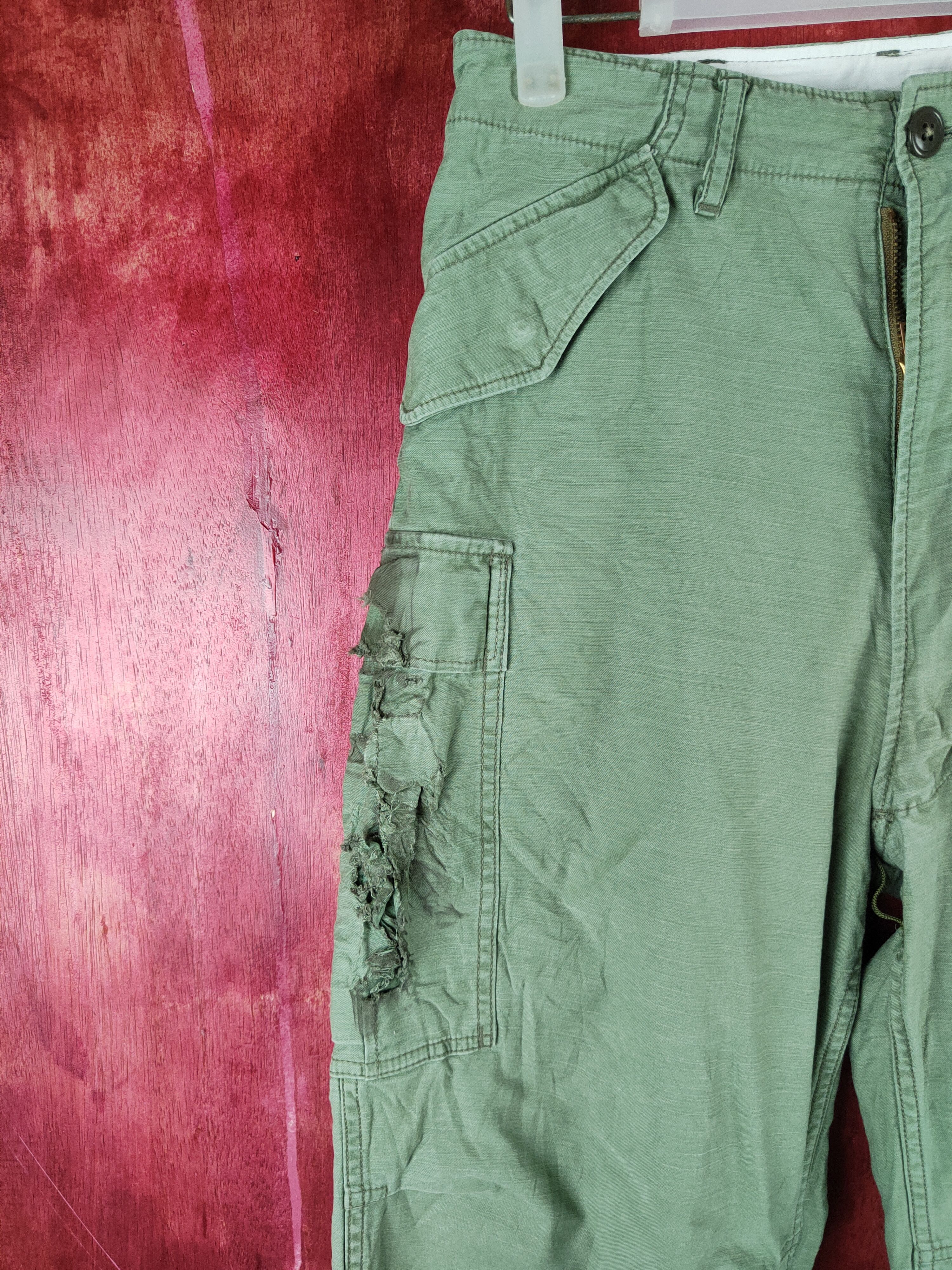 Japanese Brand Japan vintage ripped Light Green Tactical Cargo Pants #S724 Size US 28 / EU 44 - 4 Thumbnail