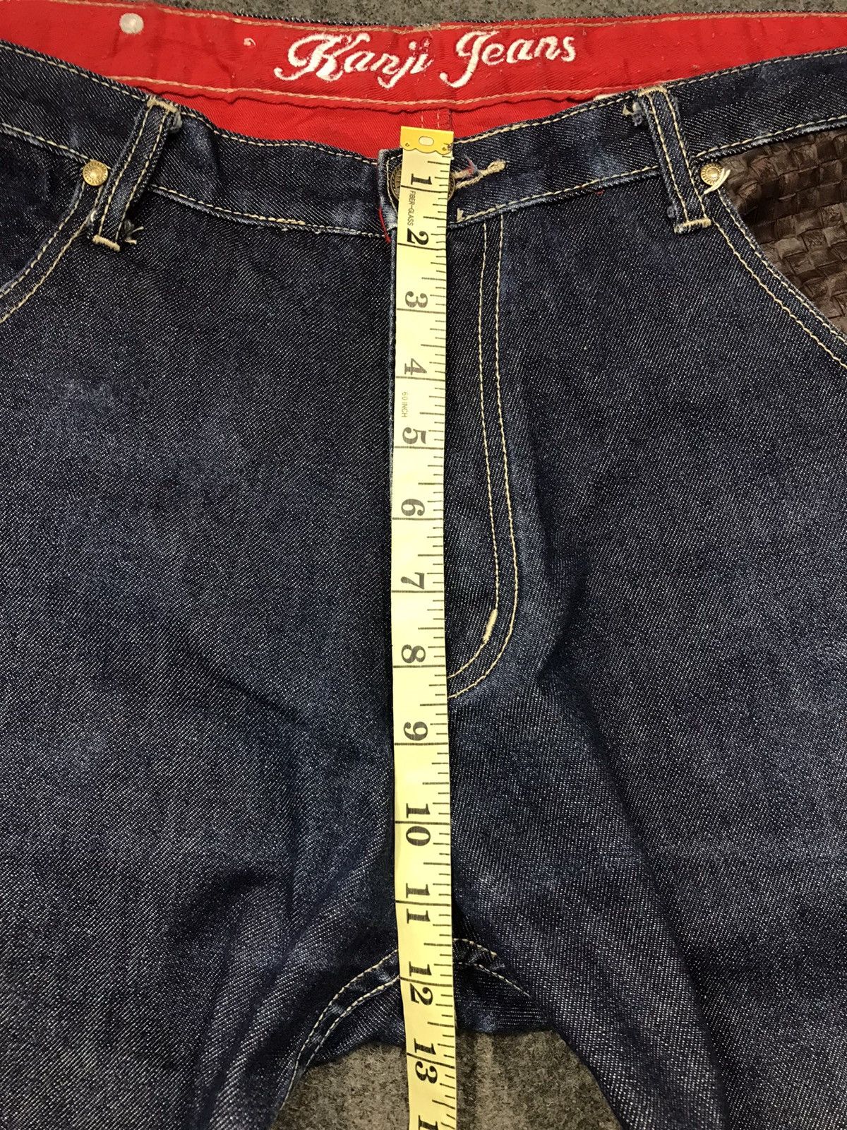Japanese Brand Kanji Jeans Loose Fit Leather Pocket Design Size US 39 - 17 Thumbnail