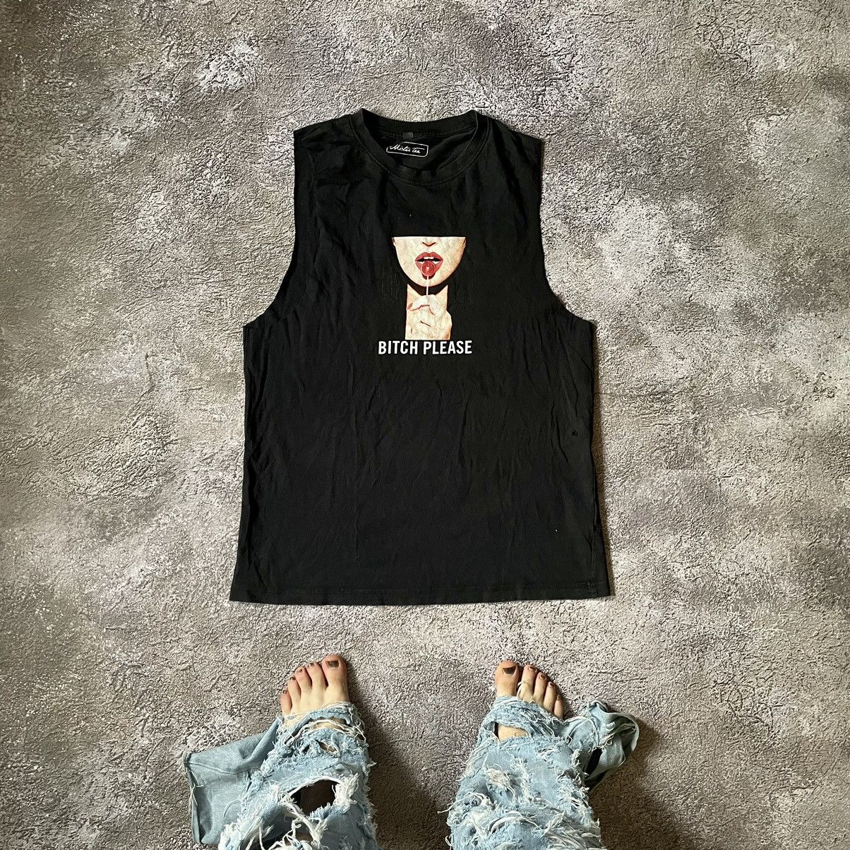 Vintage Vintage Y2K Graphic Tank Top Black Streetwear Funny Print L Size US L / EU 52-54 / 3 - 1 Thumbnail