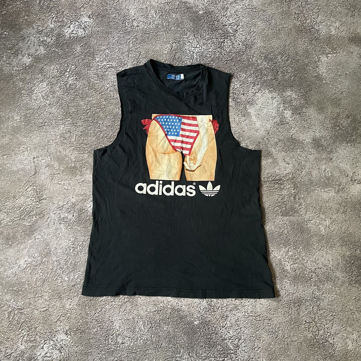 Vintage Vintage Y2K Adidas Graphic Tee Flag Print Streetwear Slim XL Size US XL / EU 56 / 4 - 2 Thumbnail