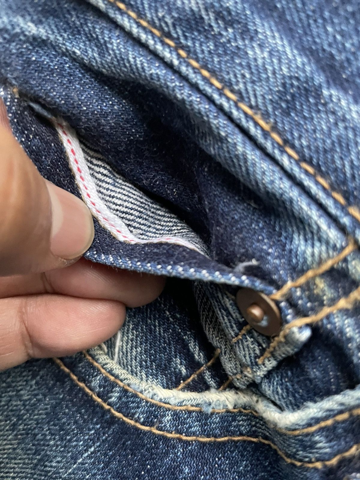 Japanese Brand Blue Way Vintage Selvedge Aging & Distressed Denim Size US 33 - 18 Thumbnail