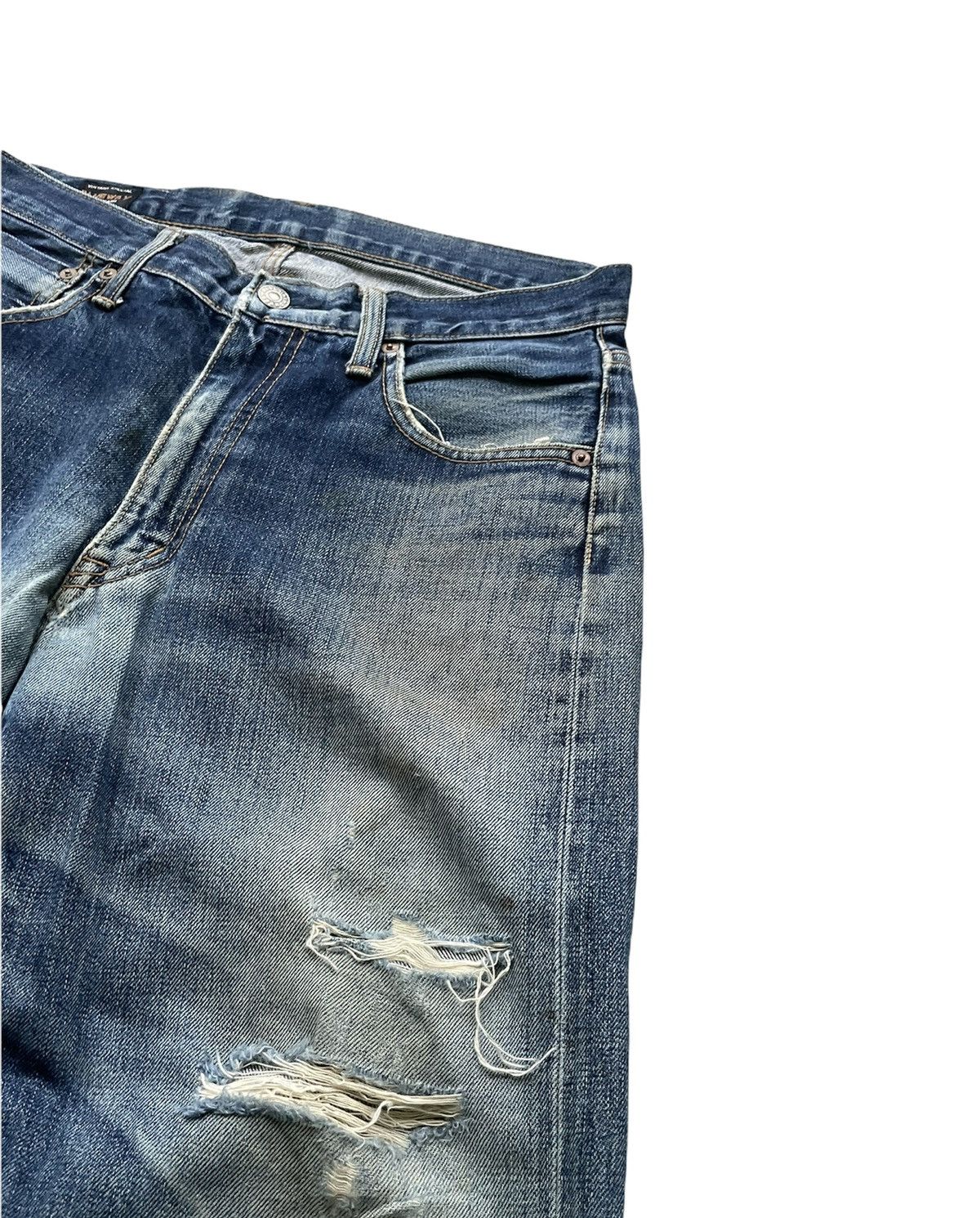 Japanese Brand Blue Way Vintage Selvedge Aging & Distressed Denim Size US 33 - 4 Thumbnail