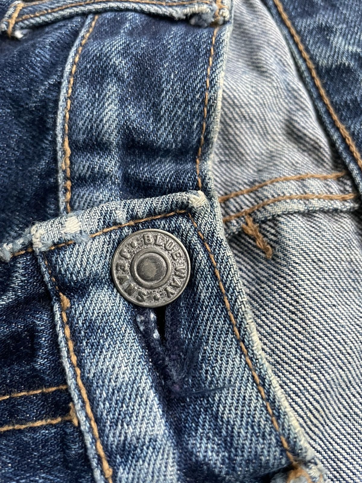 Japanese Brand Blue Way Vintage Selvedge Aging & Distressed Denim Size US 33 - 19 Thumbnail