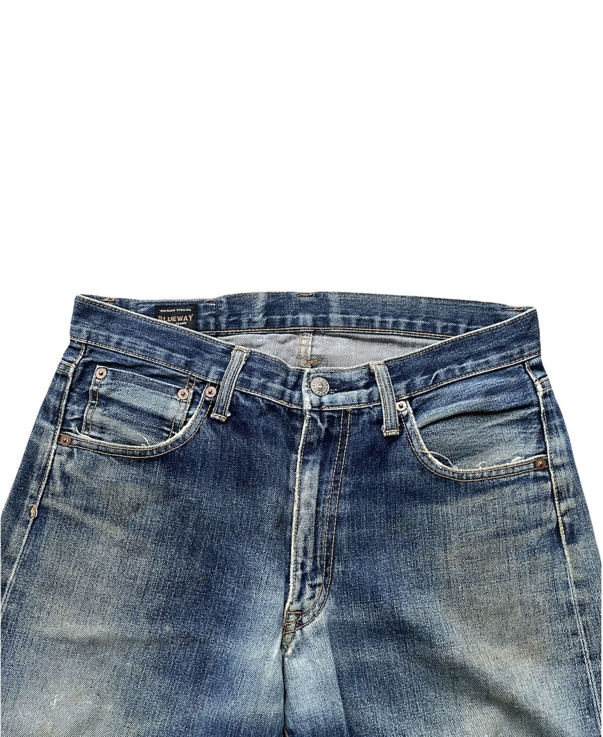 Japanese Brand Blue Way Vintage Selvedge Aging & Distressed Denim Size US 33 - 5 Thumbnail