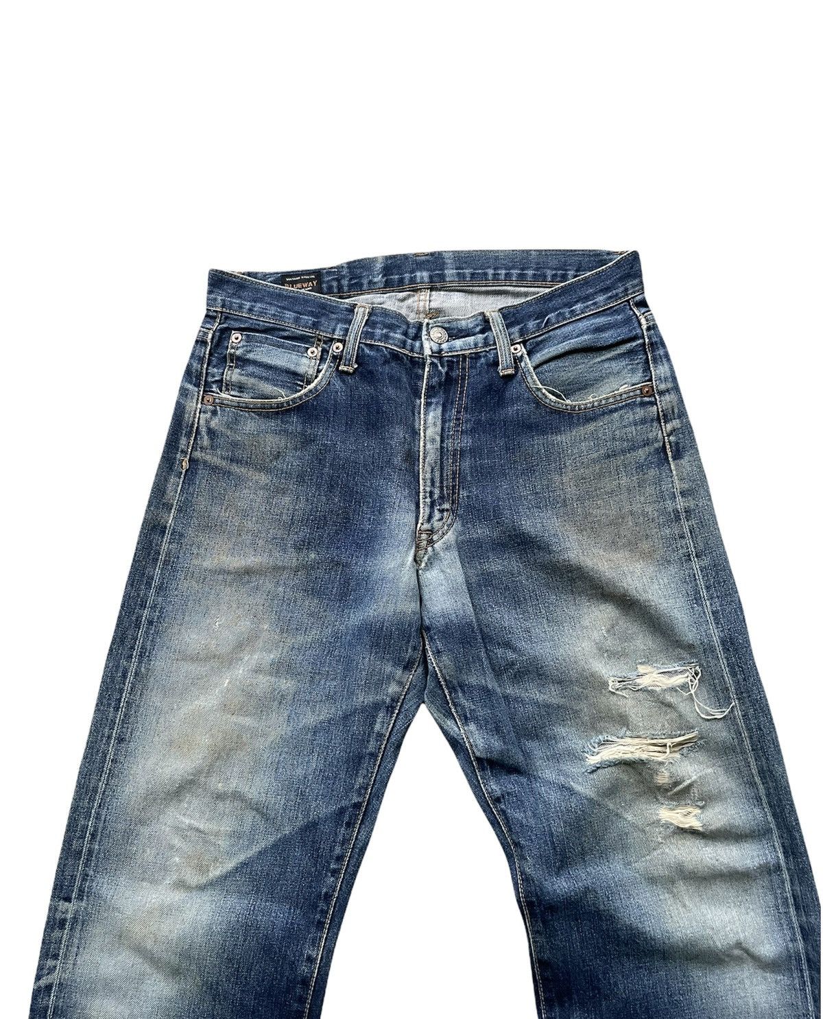 Japanese Brand Blue Way Vintage Selvedge Aging & Distressed Denim Size US 33 - 3 Thumbnail