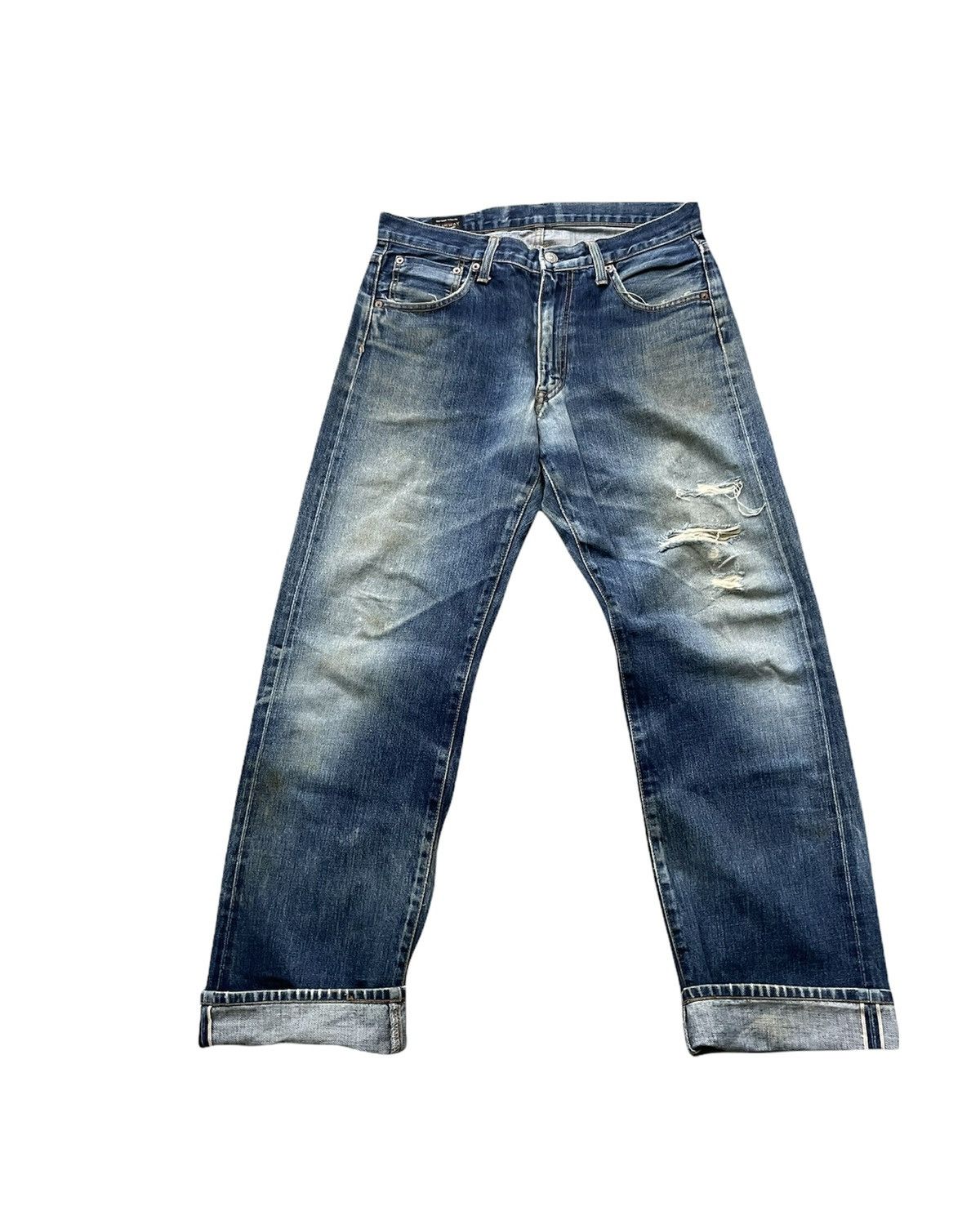 Japanese Brand Blue Way Vintage Selvedge Aging & Distressed Denim Size US 33 - 1 Thumbnail