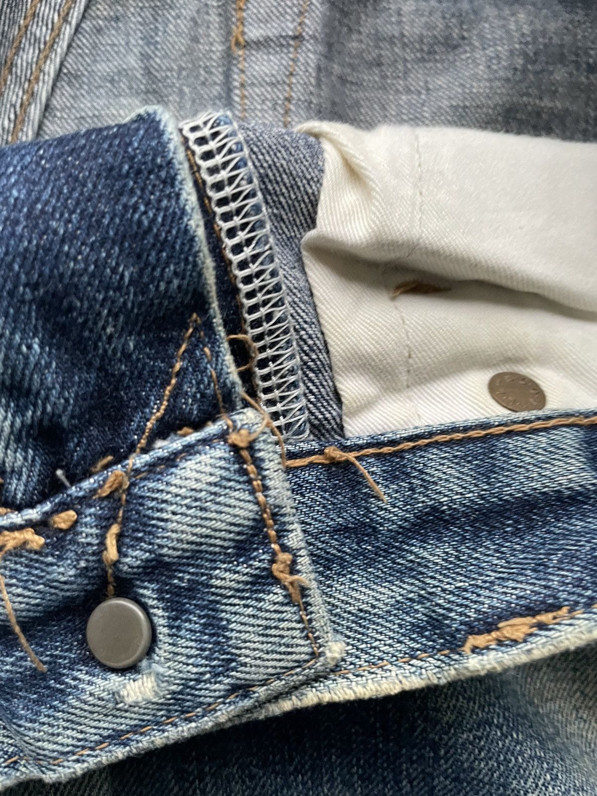 Japanese Brand Blue Way Vintage Selvedge Aging & Distressed Denim Size US 33 - 17 Thumbnail