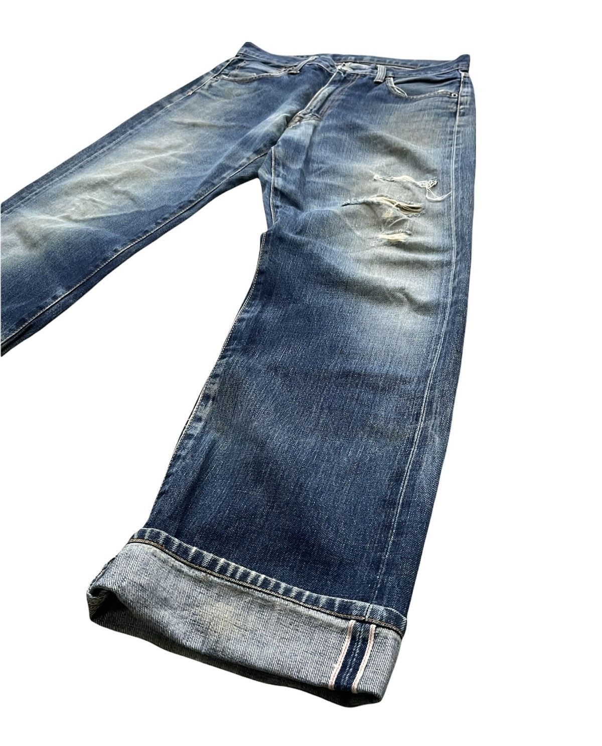 Japanese Brand Blue Way Vintage Selvedge Aging & Distressed Denim Size US 33 - 2 Thumbnail