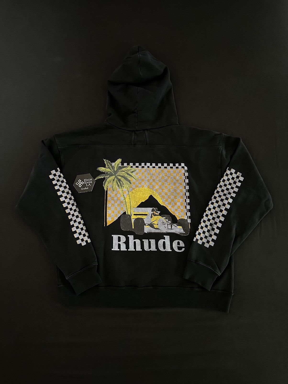 image of Rhude Moonlight Tropics Hoodie in Black, Men's (Size Small)