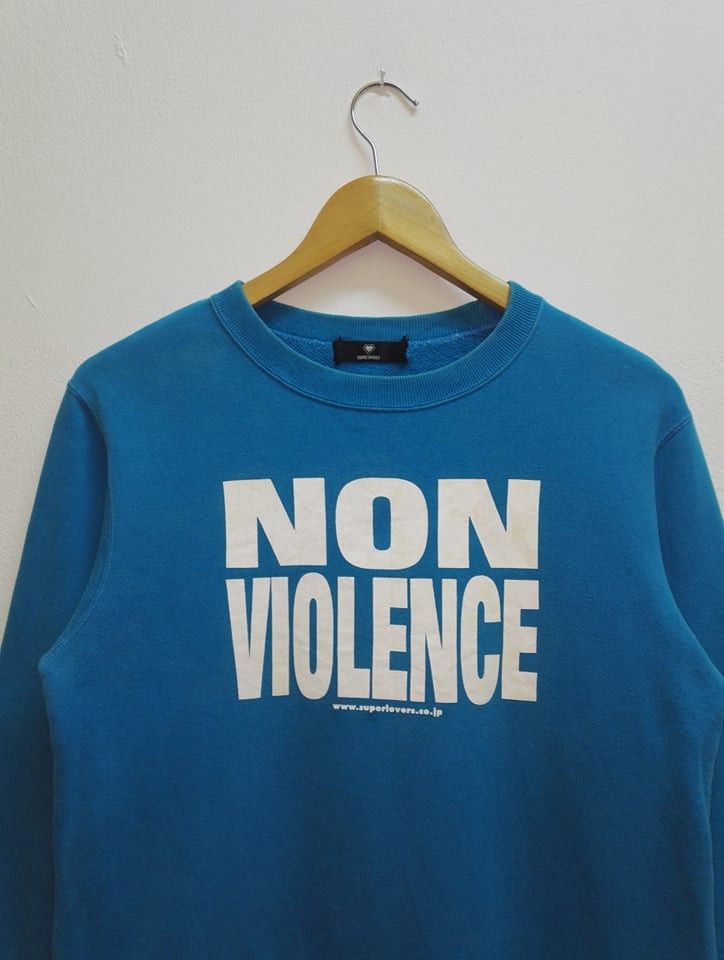 Japanese Brand Super lover sweatshirt " NON VOILENCE" (code 15) Size US S / EU 44-46 / 1 - 3 Thumbnail