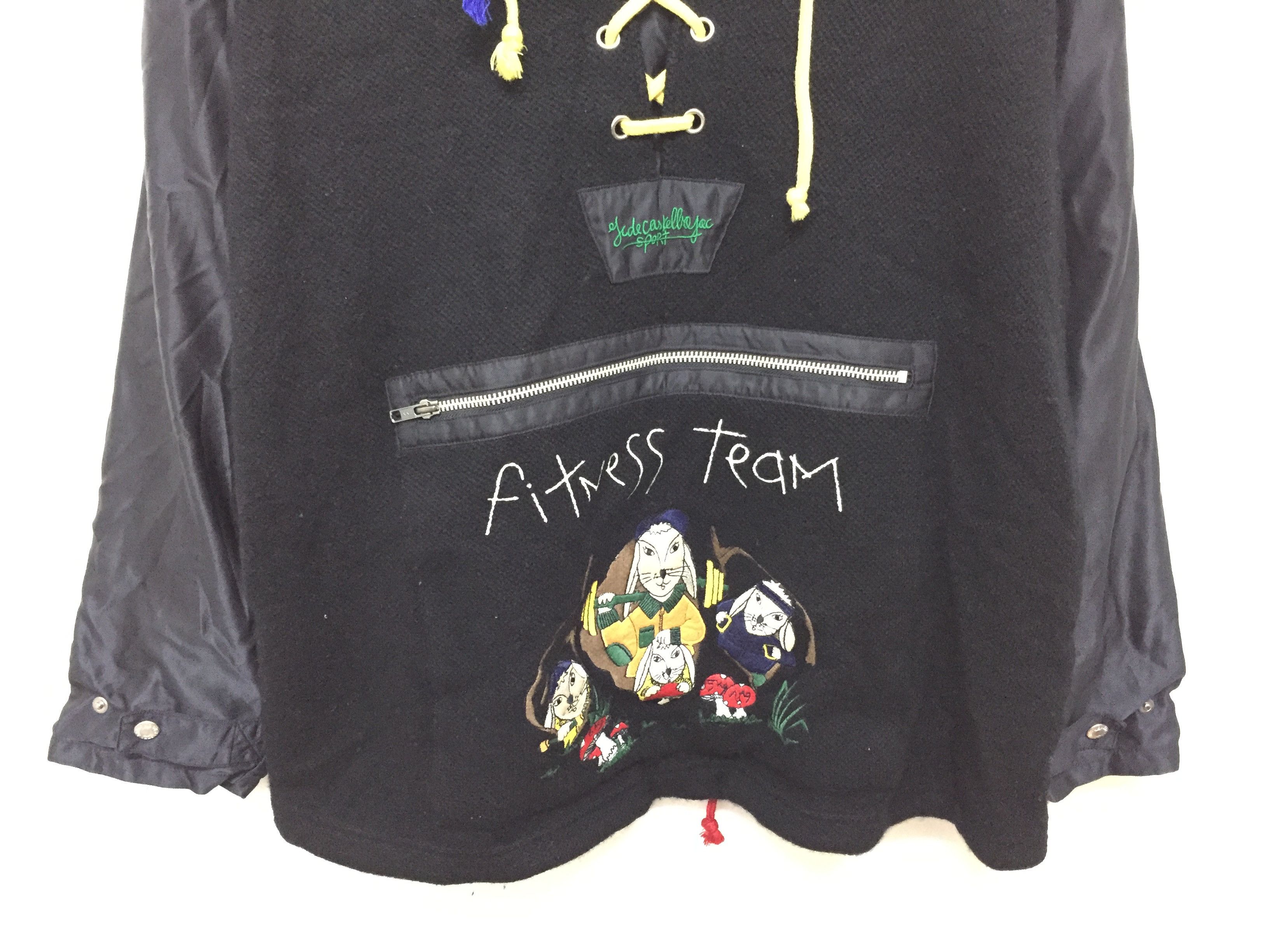 Jean Charles De Castelbajac Wool knit body nylon sleeve drawstring hockey hoodie Size US M / EU 48-50 / 2 - 5 Thumbnail