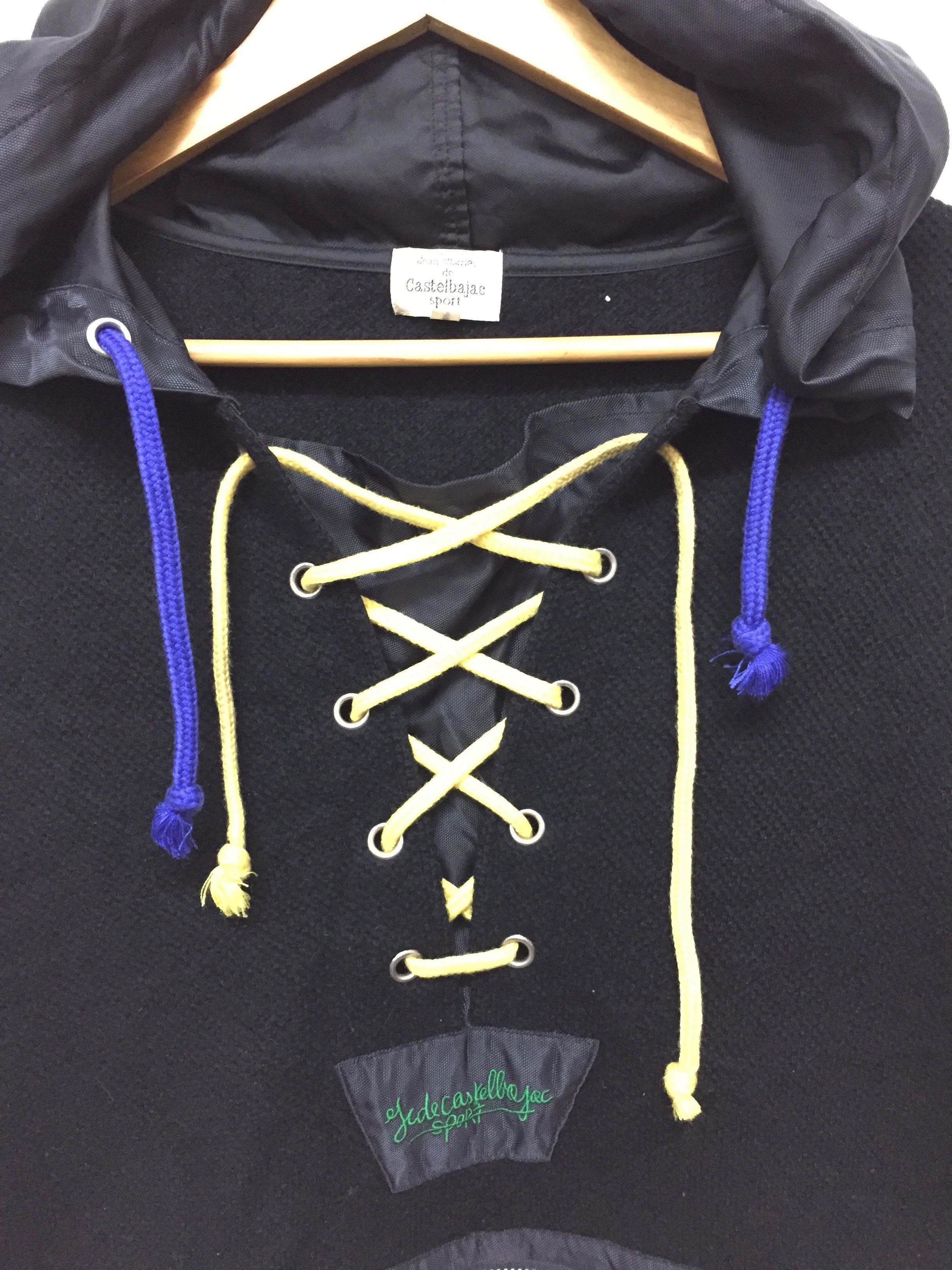 Jean Charles De Castelbajac Wool knit body nylon sleeve drawstring hockey hoodie Size US M / EU 48-50 / 2 - 6 Thumbnail
