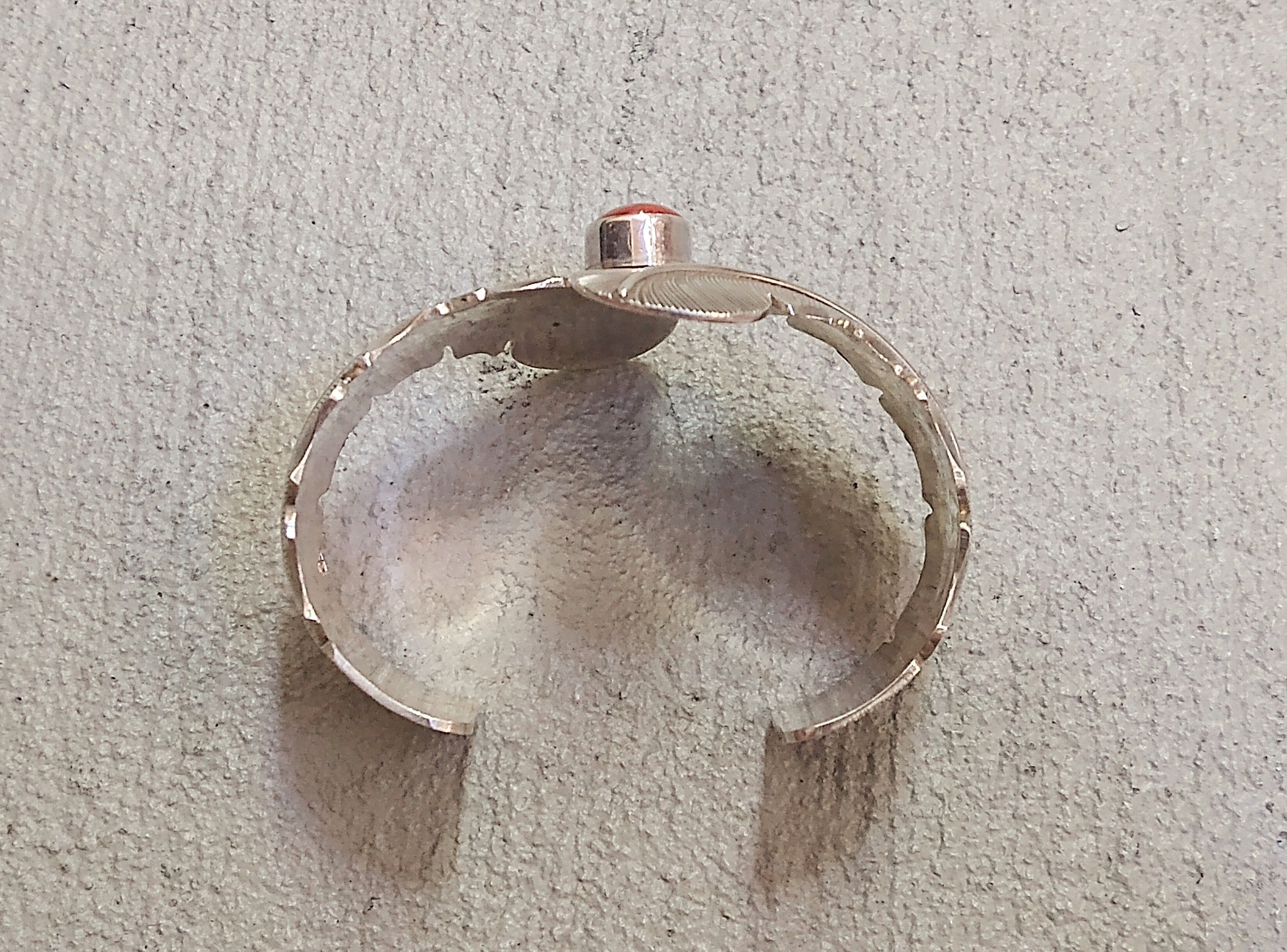Jewelry Vintage Sterling Silver Bracelet Coral Navajo Native Tribal Size ONE SIZE - 6 Thumbnail