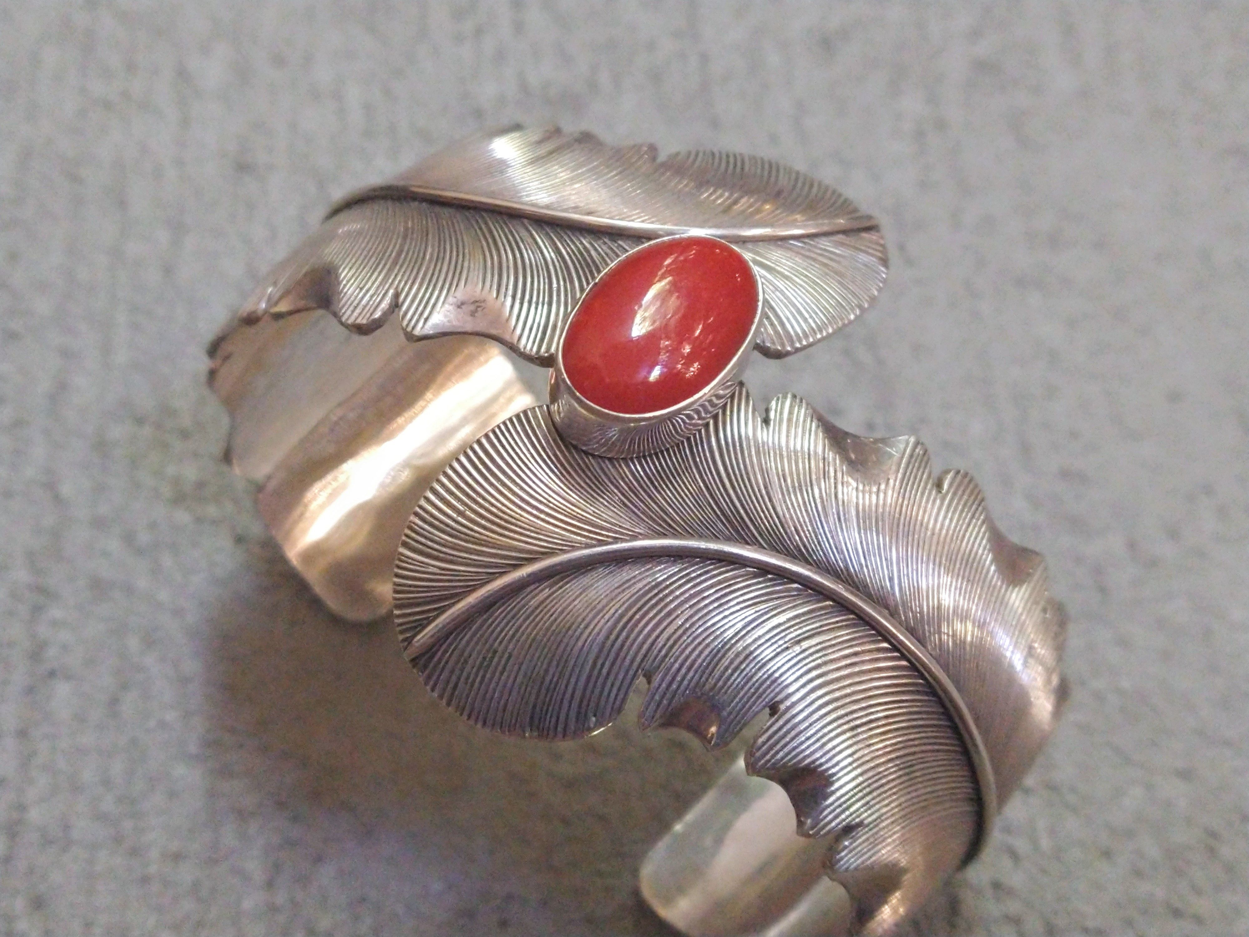 Jewelry Vintage Sterling Silver Bracelet Coral Navajo Native Tribal Size ONE SIZE - 4 Thumbnail