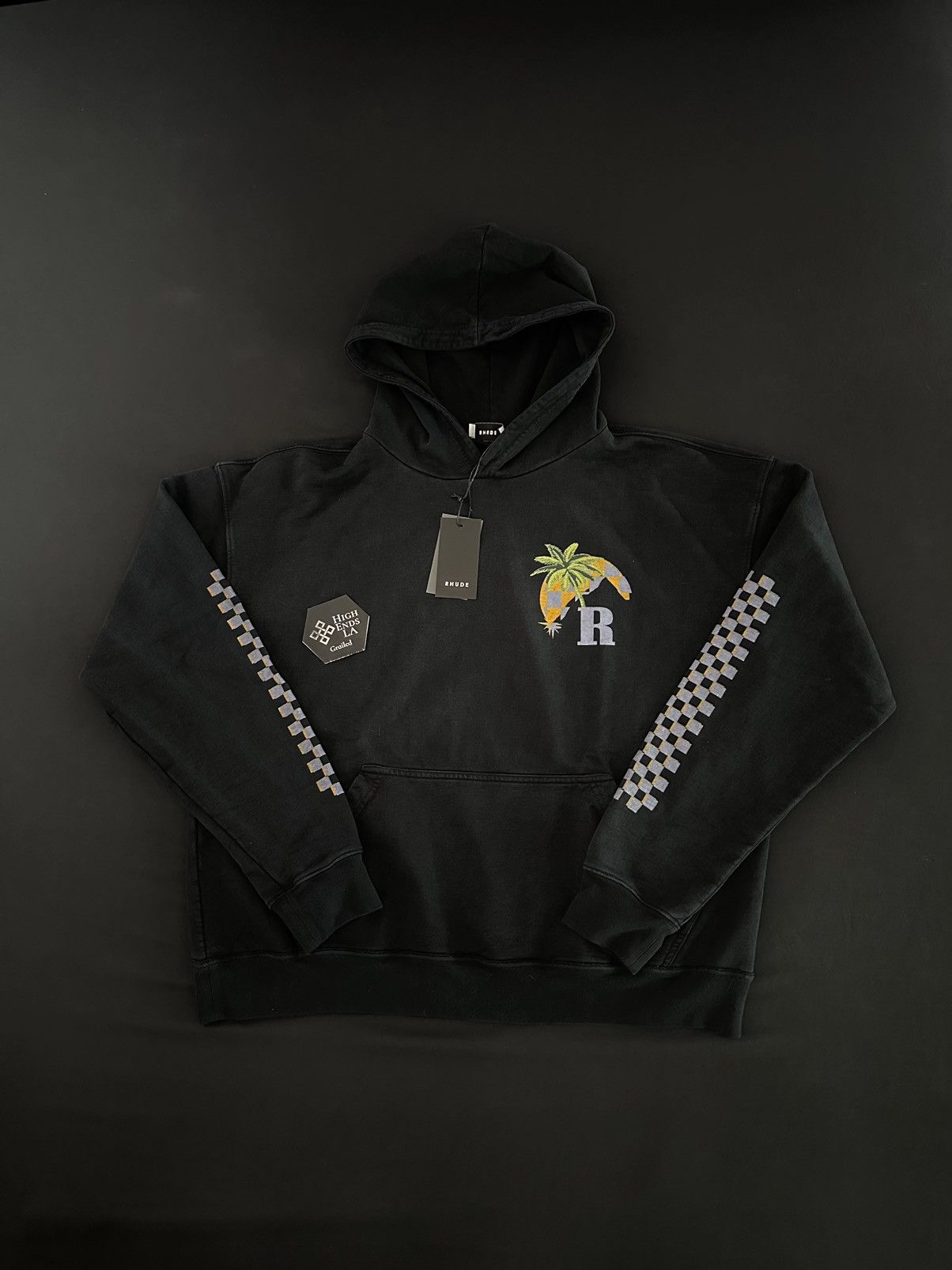 image of Rhude Moonlight Tropics Hoodie in Black, Men's (Size Small)