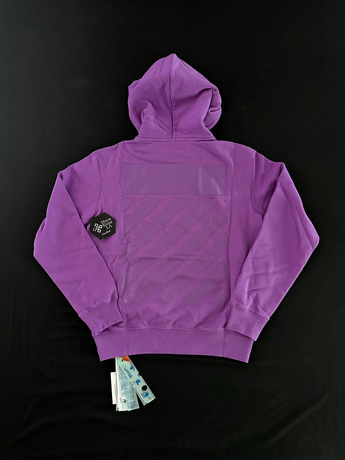 Pre-owned Off-white Orchid Rubber Diagonal Hoodie In Multi