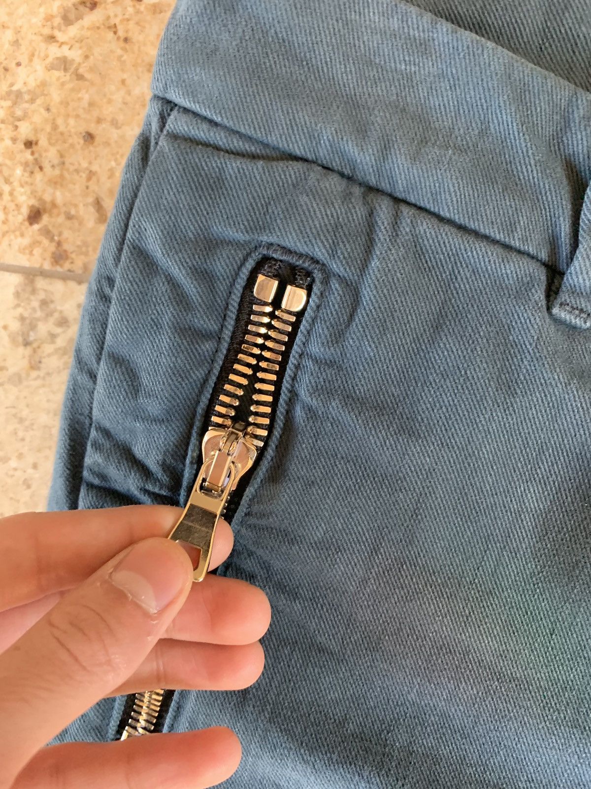 Balmain Turquoise Denim Zip Pants Size US 29 - 5 Thumbnail