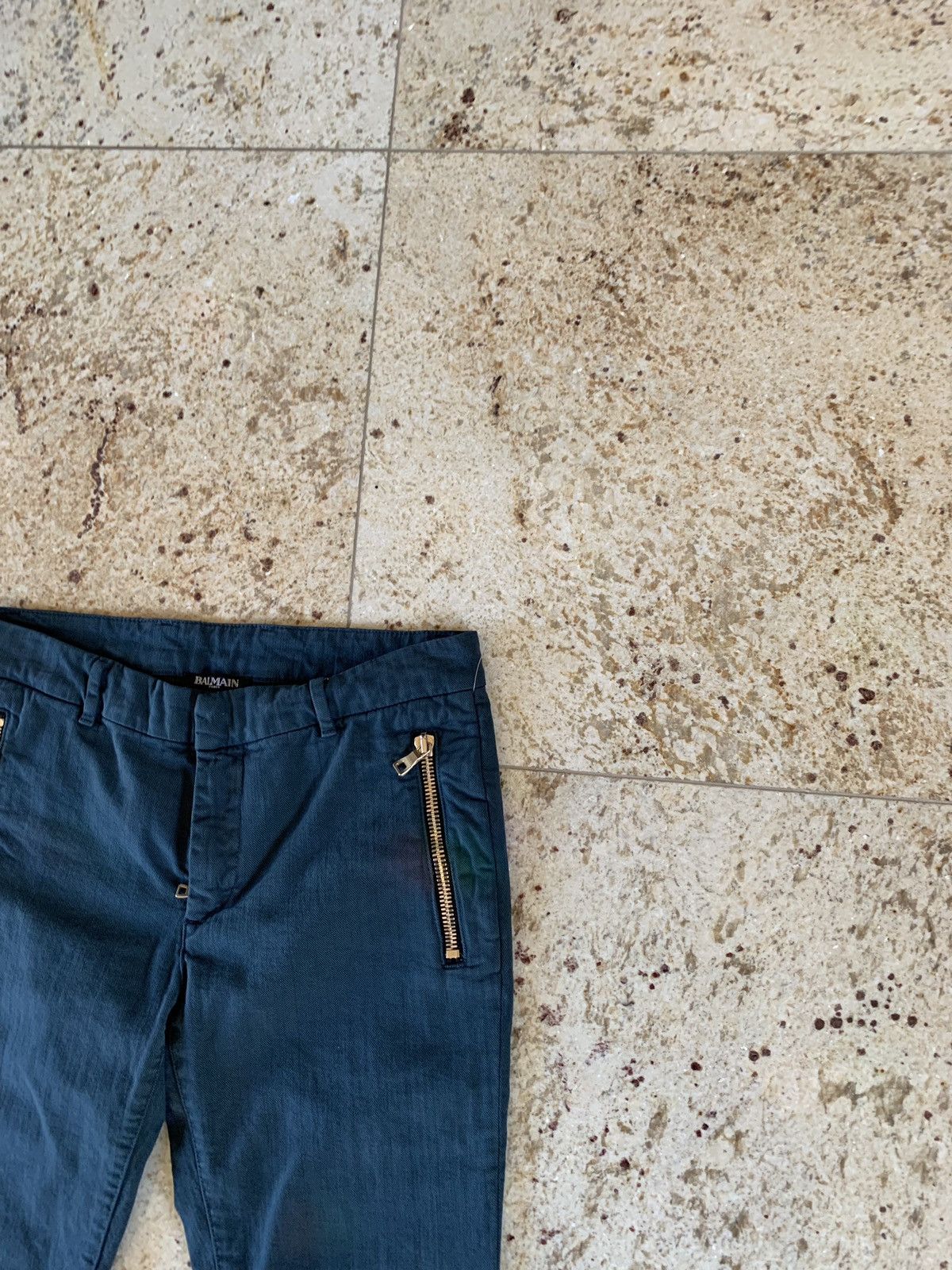 Balmain Turquoise Denim Zip Pants Size US 29 - 7 Thumbnail