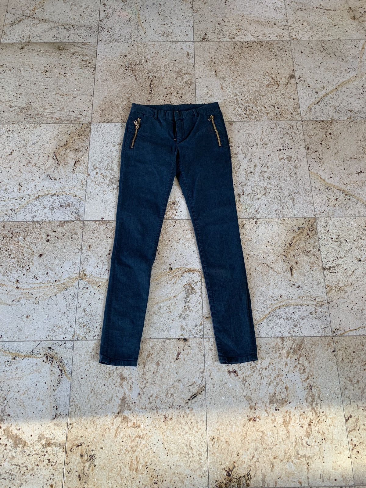Balmain Turquoise Denim Zip Pants Size US 29 - 2 Thumbnail