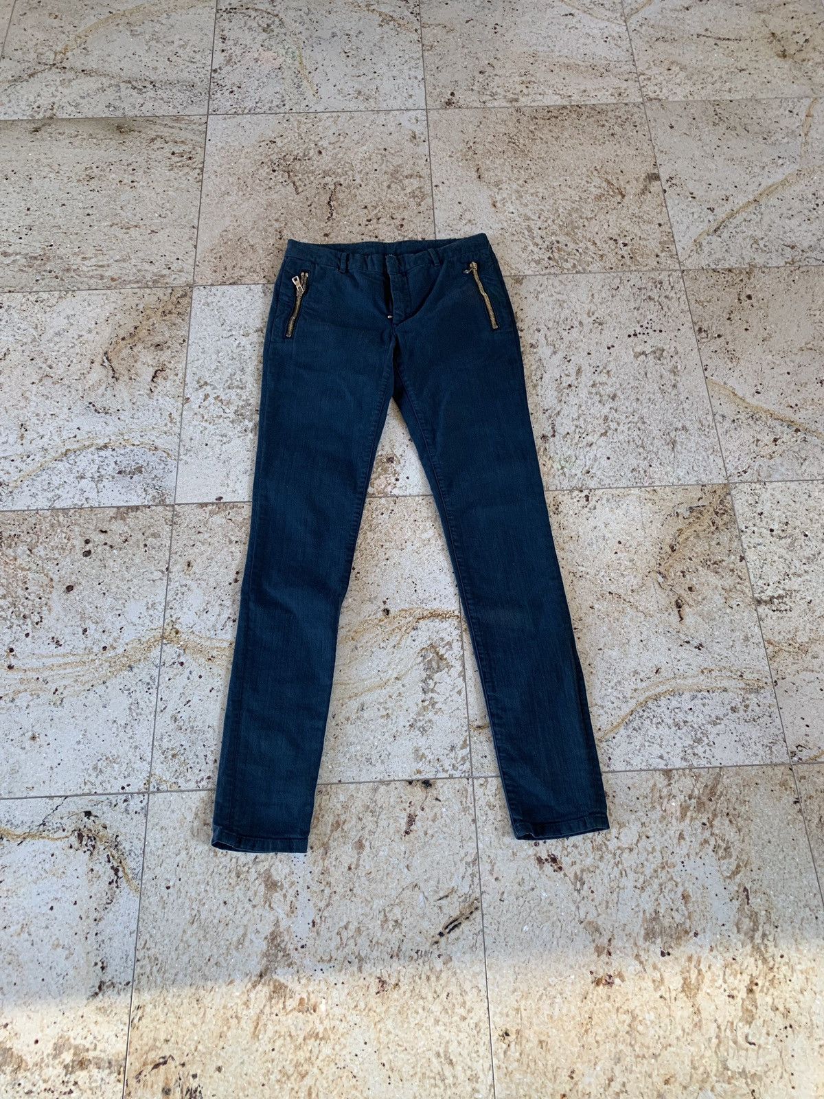 Balmain Turquoise Denim Zip Pants Size US 29 - 1 Thumbnail