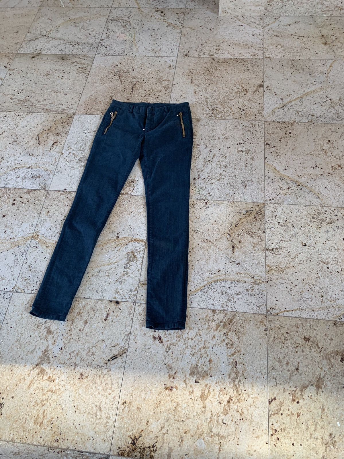 Balmain Turquoise Denim Zip Pants Size US 29 - 8 Thumbnail