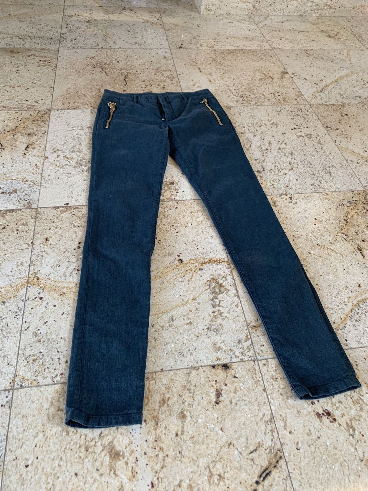 Balmain Turquoise Denim Zip Pants Size US 29 - 4 Thumbnail