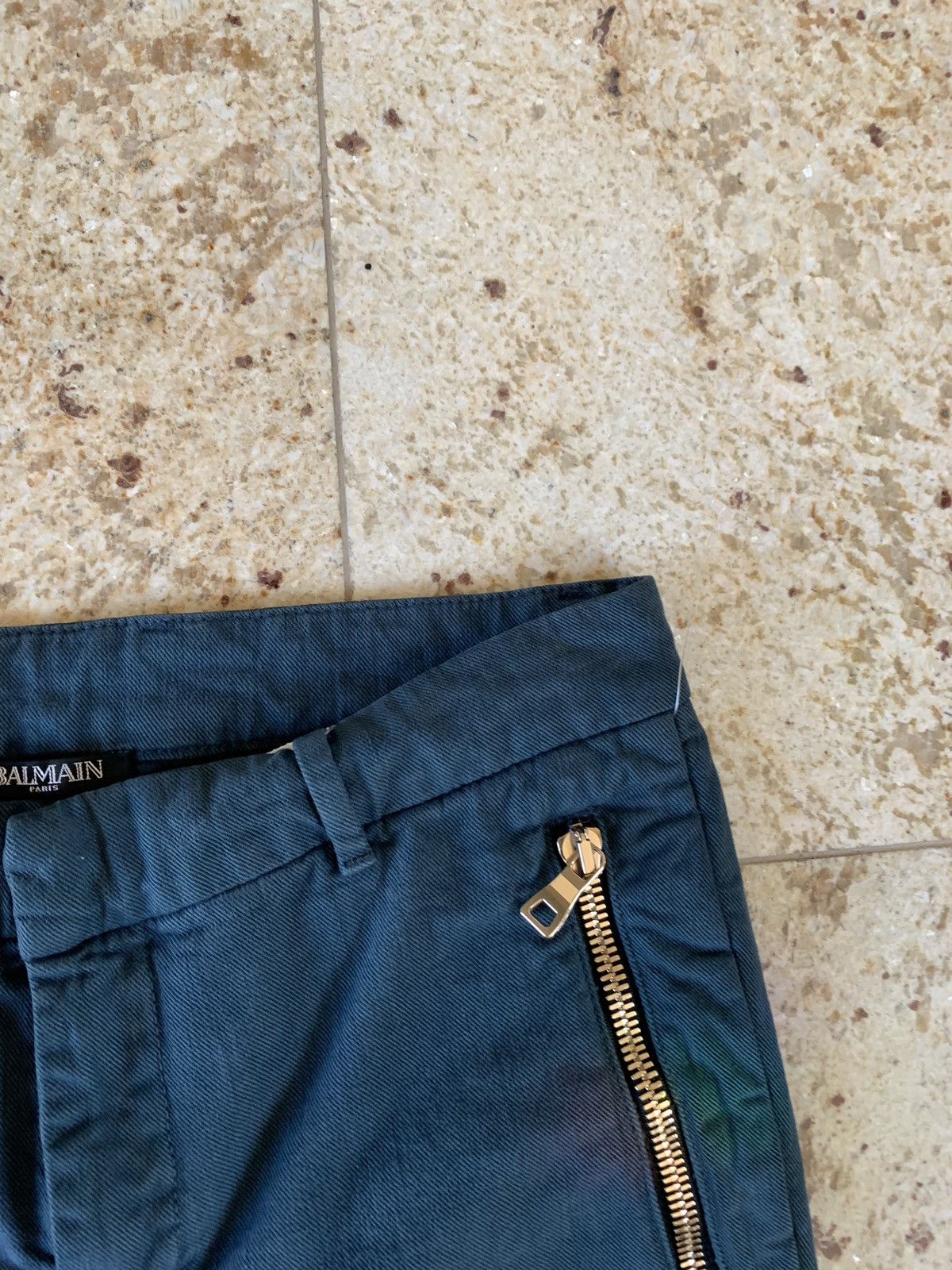 Balmain Turquoise Denim Zip Pants Size US 29 - 6 Thumbnail