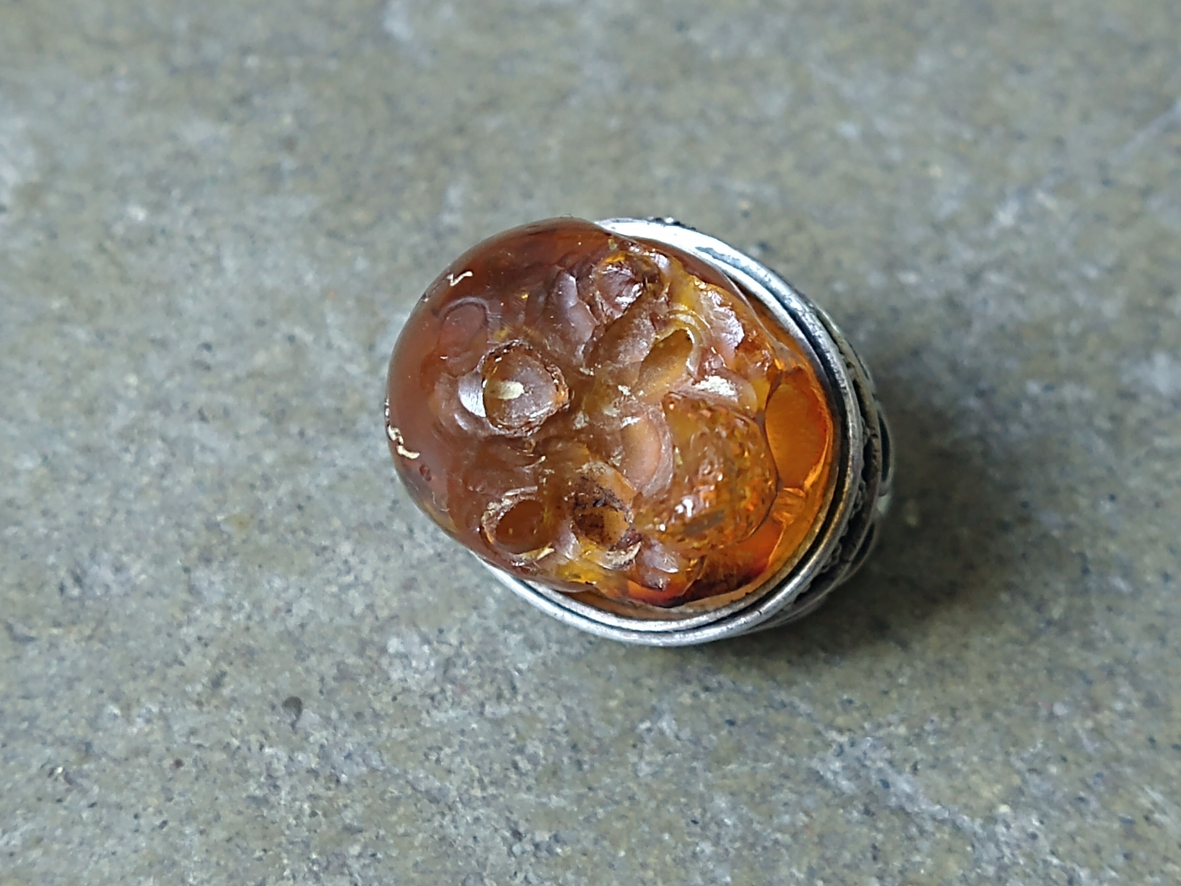 Jewelry Vintage Sterling Silver Pendant Orange Skull Crown Size ONE SIZE - 11 Thumbnail