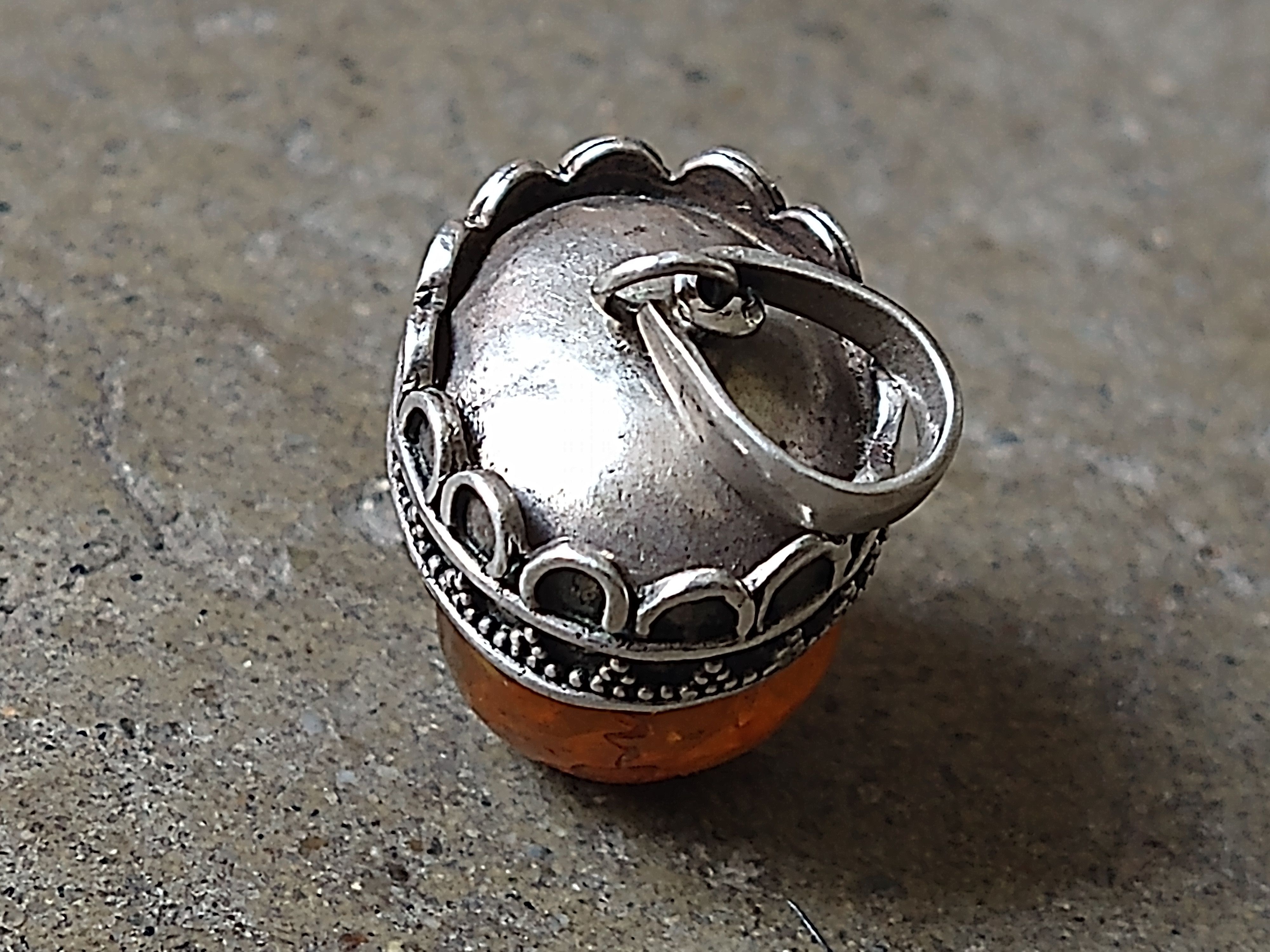 Jewelry Vintage Sterling Silver Pendant Orange Skull Crown Size ONE SIZE - 7 Thumbnail