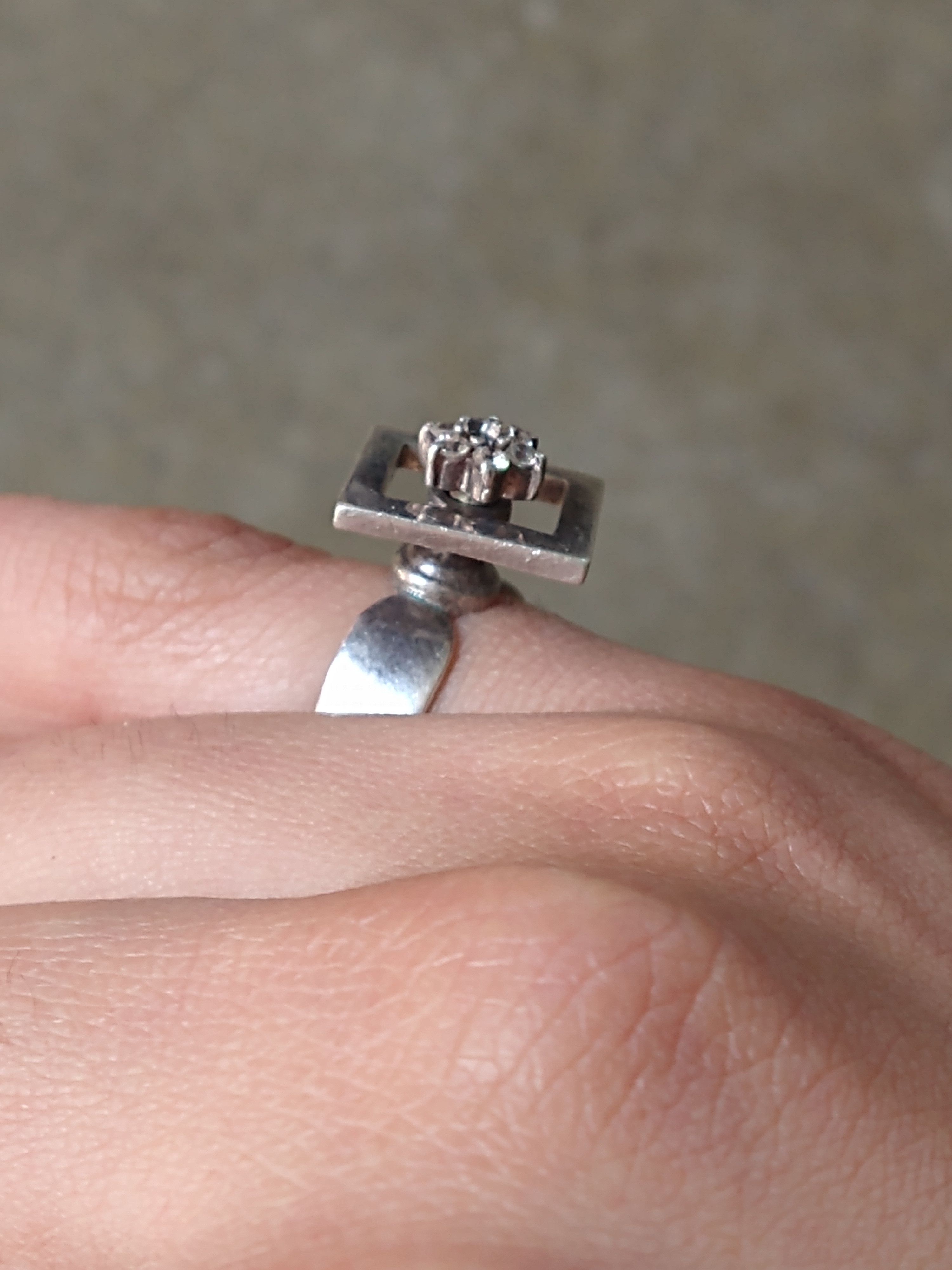 Jewelry × Vintage Vintage Sterling Silver Ring Size 7.25 CZ Modern Avant Garde Size ONE SIZE - 15 Thumbnail