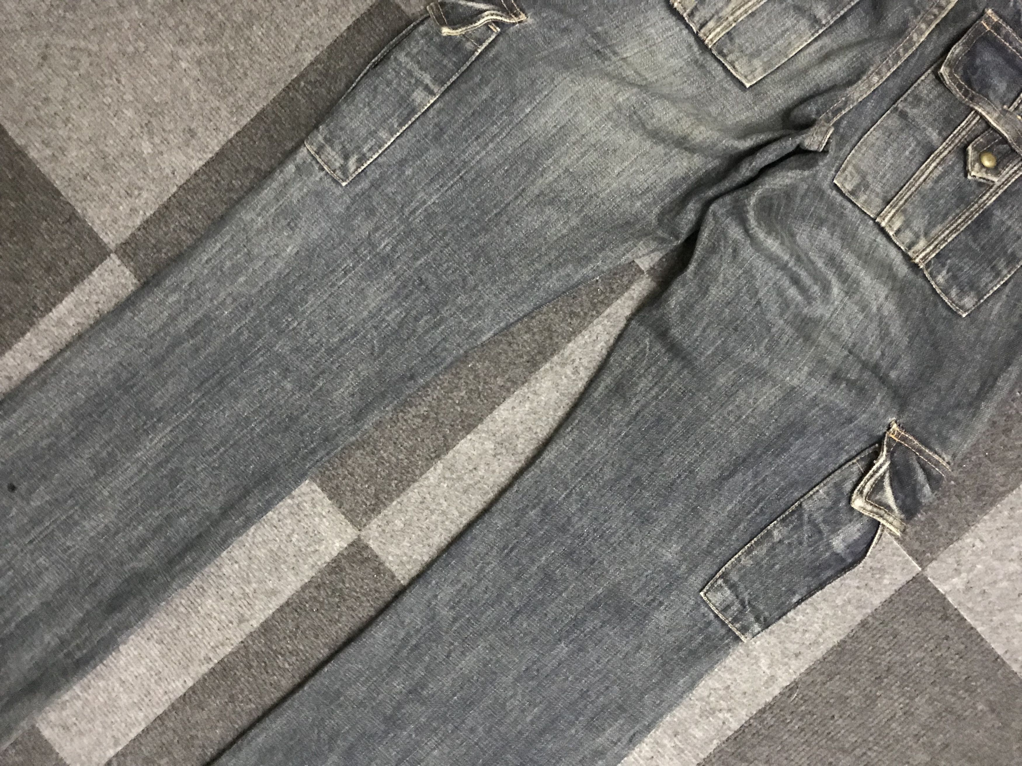 Japanese Brand 💥Flare💥D116 STEER BLUE ARCHIVAL FLARE CARGO DENIM Size US 31 - 17 Thumbnail