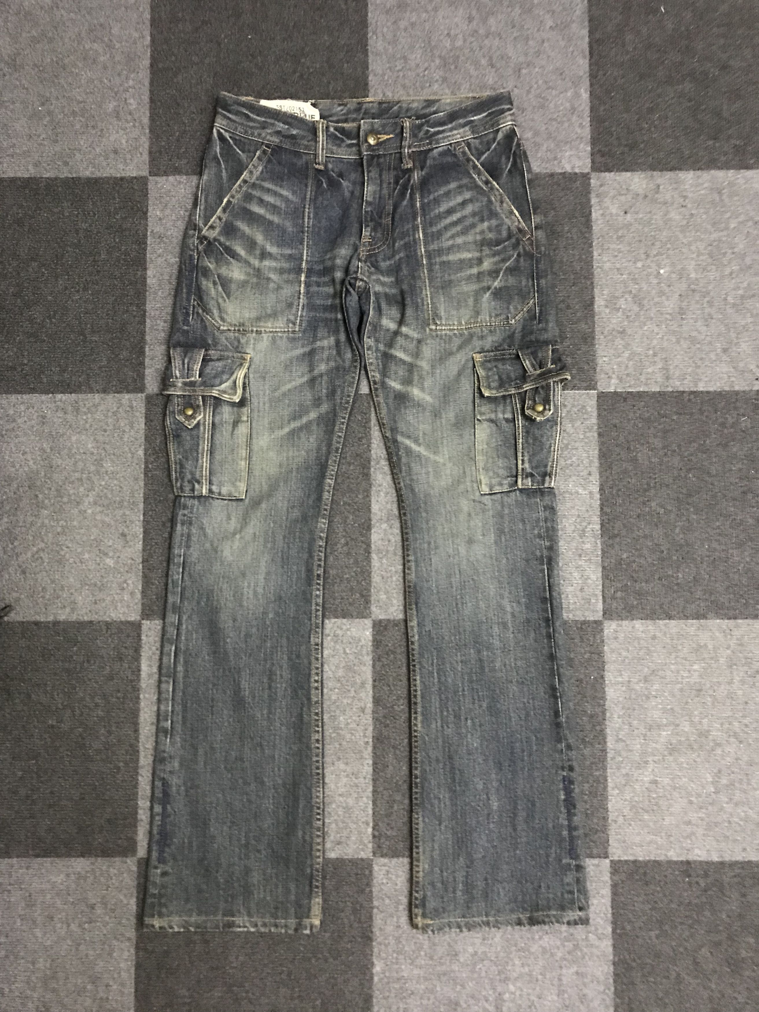 Japanese Brand 💥Flare💥D116 STEER BLUE ARCHIVAL FLARE CARGO DENIM Size US 31 - 3 Thumbnail