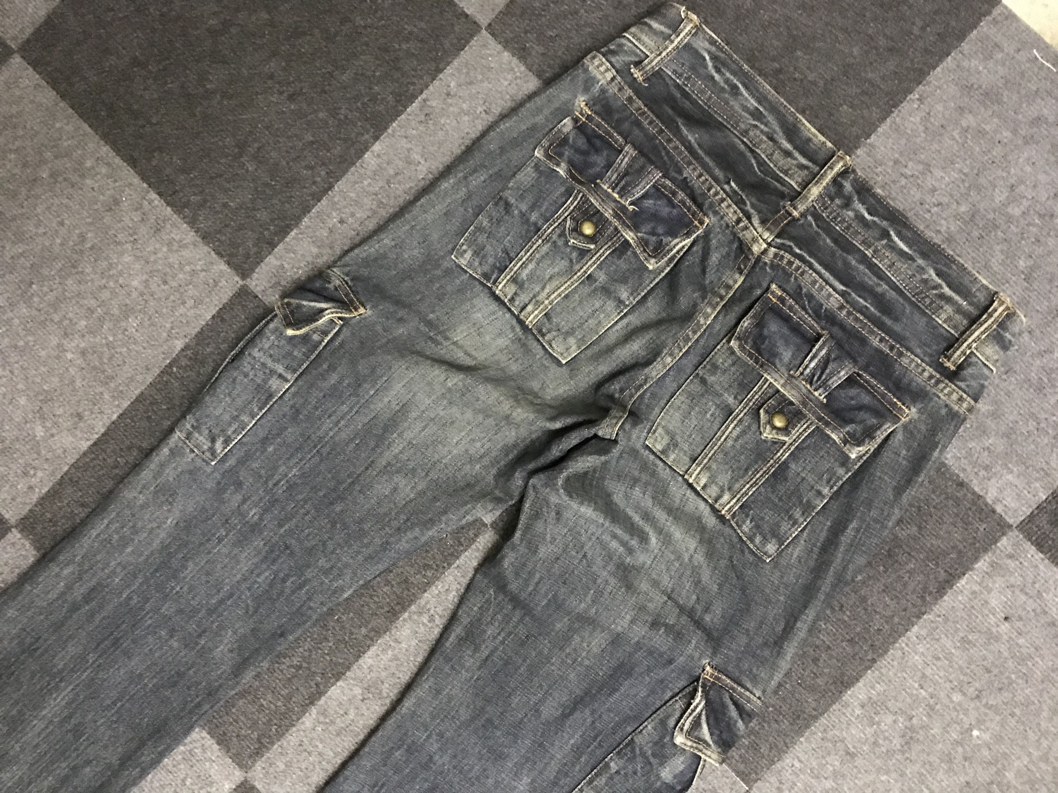 Japanese Brand 💥Flare💥D116 STEER BLUE ARCHIVAL FLARE CARGO DENIM Size US 31 - 16 Thumbnail