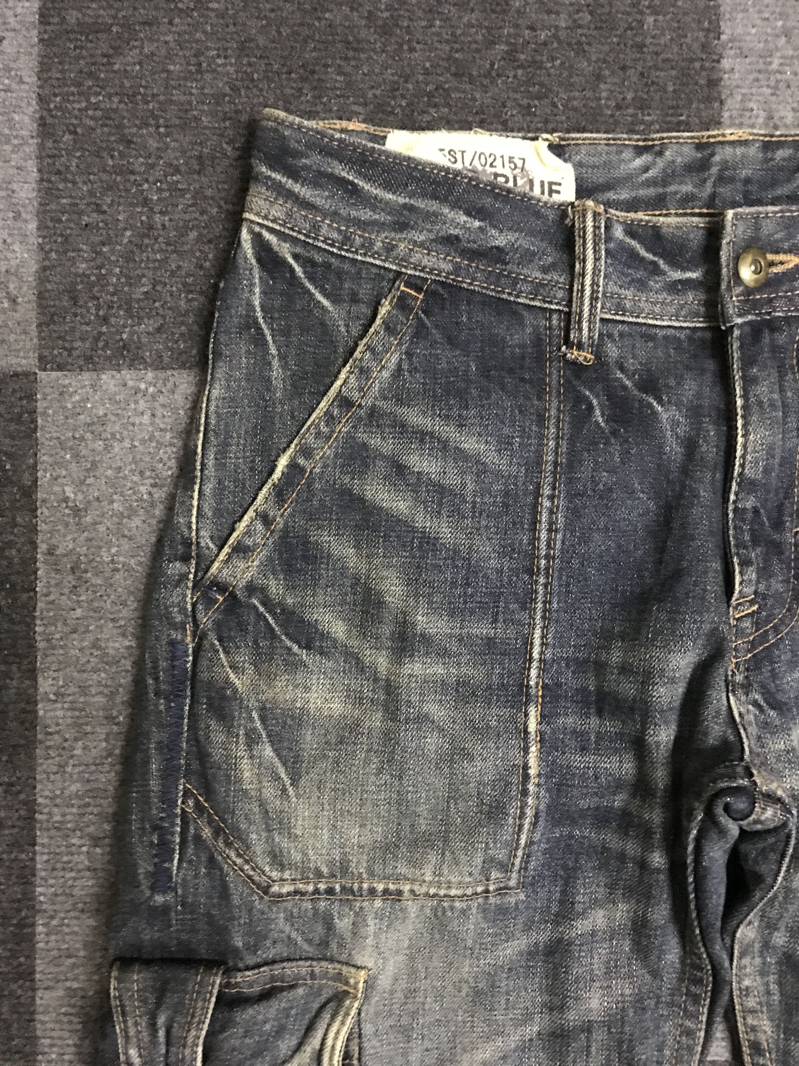 Japanese Brand 💥Flare💥D116 STEER BLUE ARCHIVAL FLARE CARGO DENIM Size US 31 - 13 Thumbnail