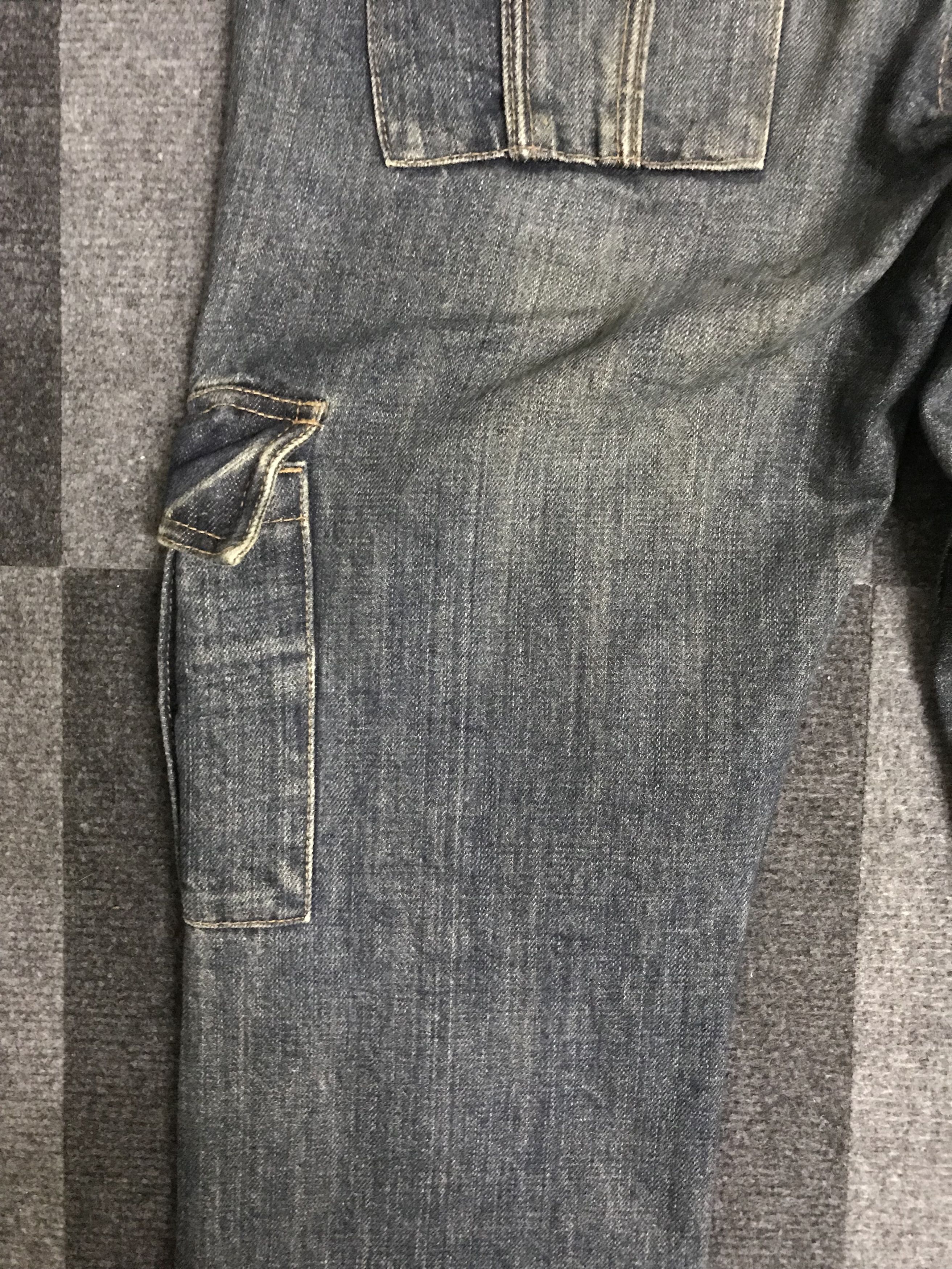 Japanese Brand 💥Flare💥D116 STEER BLUE ARCHIVAL FLARE CARGO DENIM Size US 31 - 22 Thumbnail