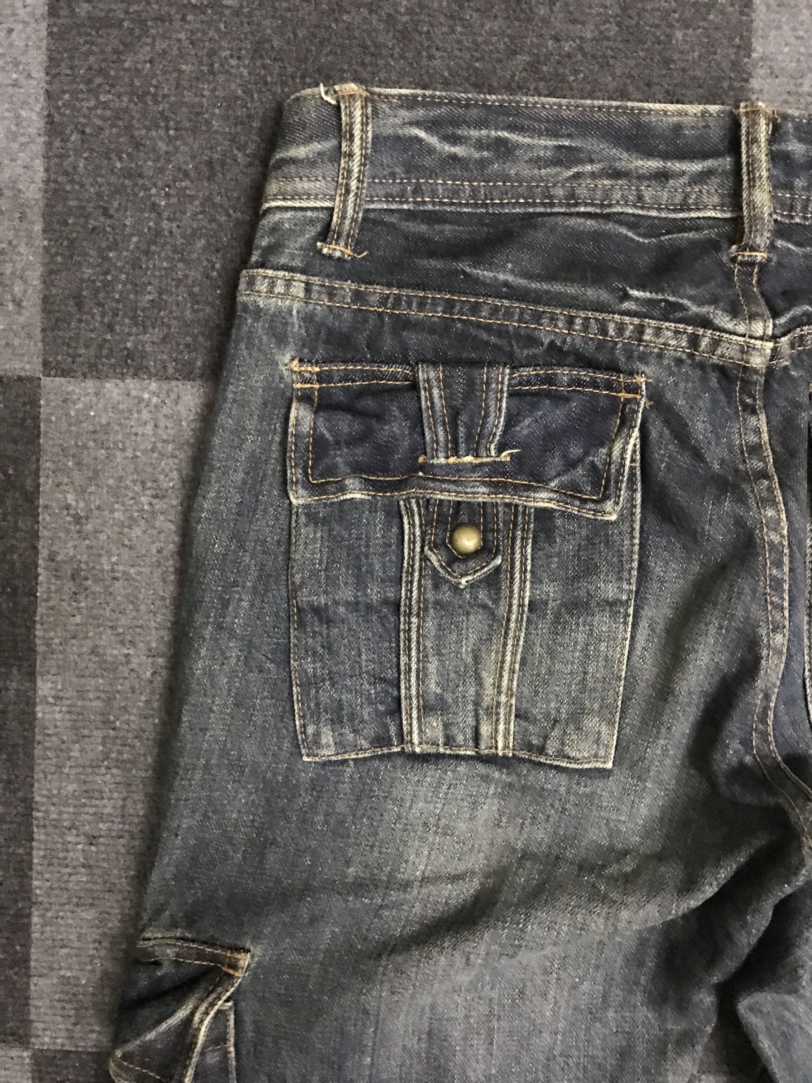 Japanese Brand 💥Flare💥D116 STEER BLUE ARCHIVAL FLARE CARGO DENIM Size US 31 - 20 Thumbnail