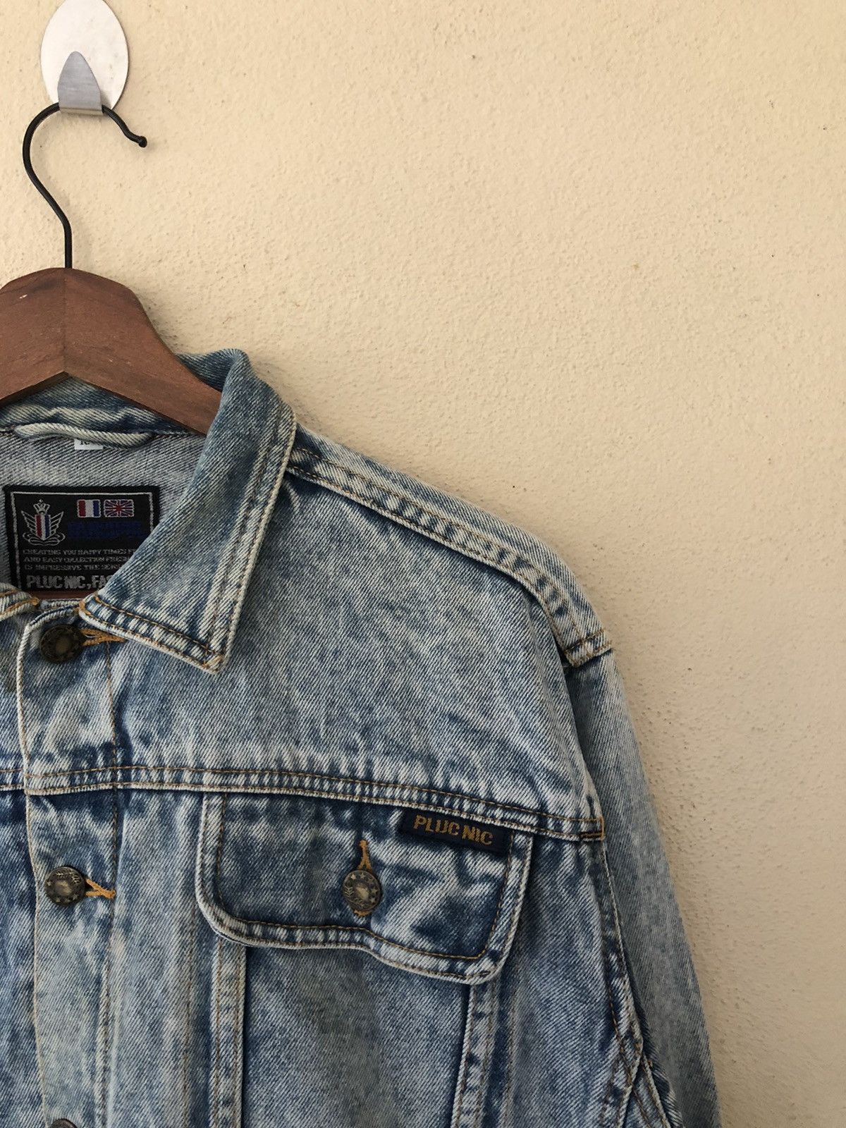 Japanese Brand Vintage Pluc Nic Denim Acid Wash Jacket Size US M / EU 48-50 / 2 - 4 Thumbnail