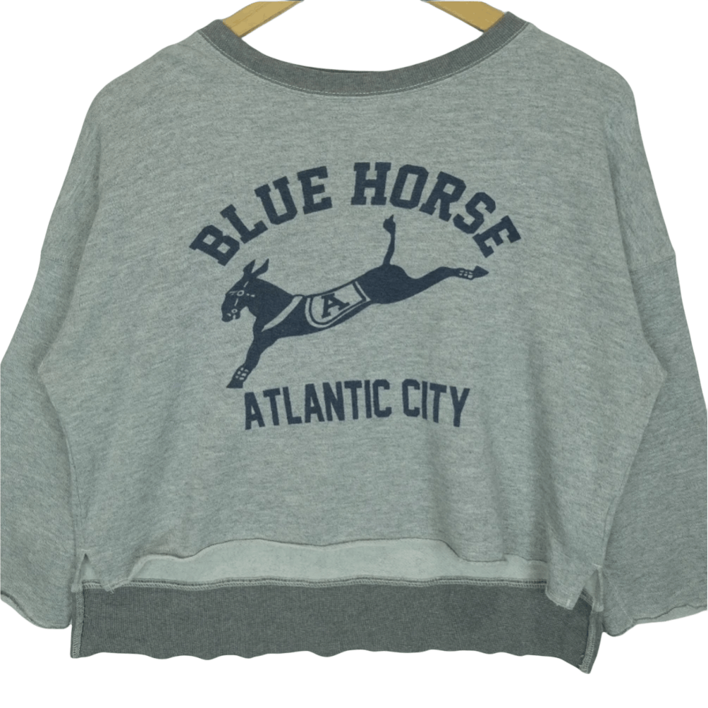 Champion × Vintage Vintage 90's CHAMPION Blue Horse Atlantic Crop Top Sweater Size M / US 6-8 / IT 42-44 - 3 Thumbnail