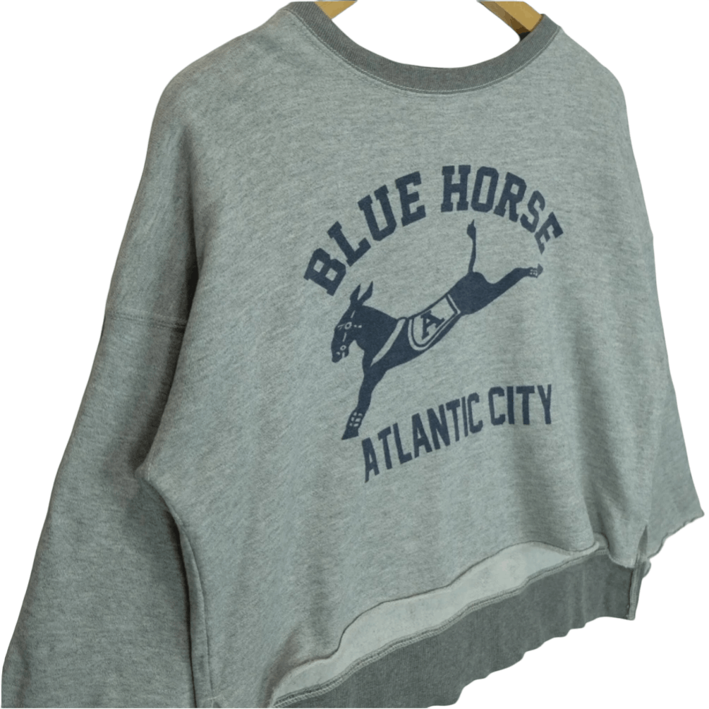 Champion × Vintage Vintage 90's CHAMPION Blue Horse Atlantic Crop Top Sweater Size M / US 6-8 / IT 42-44 - 4 Thumbnail