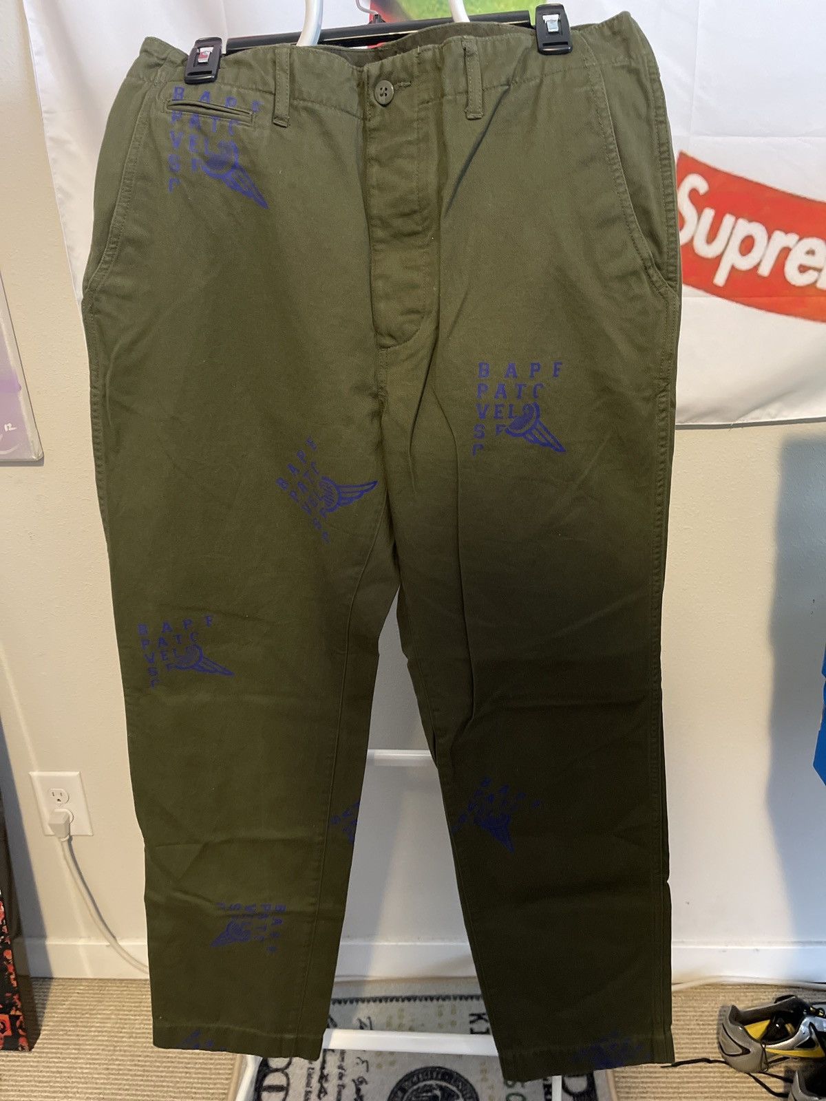 Bape A Bathing Ape Bape Chinos Pants Sz L Olive Size US 35 - 1 Thumbnail