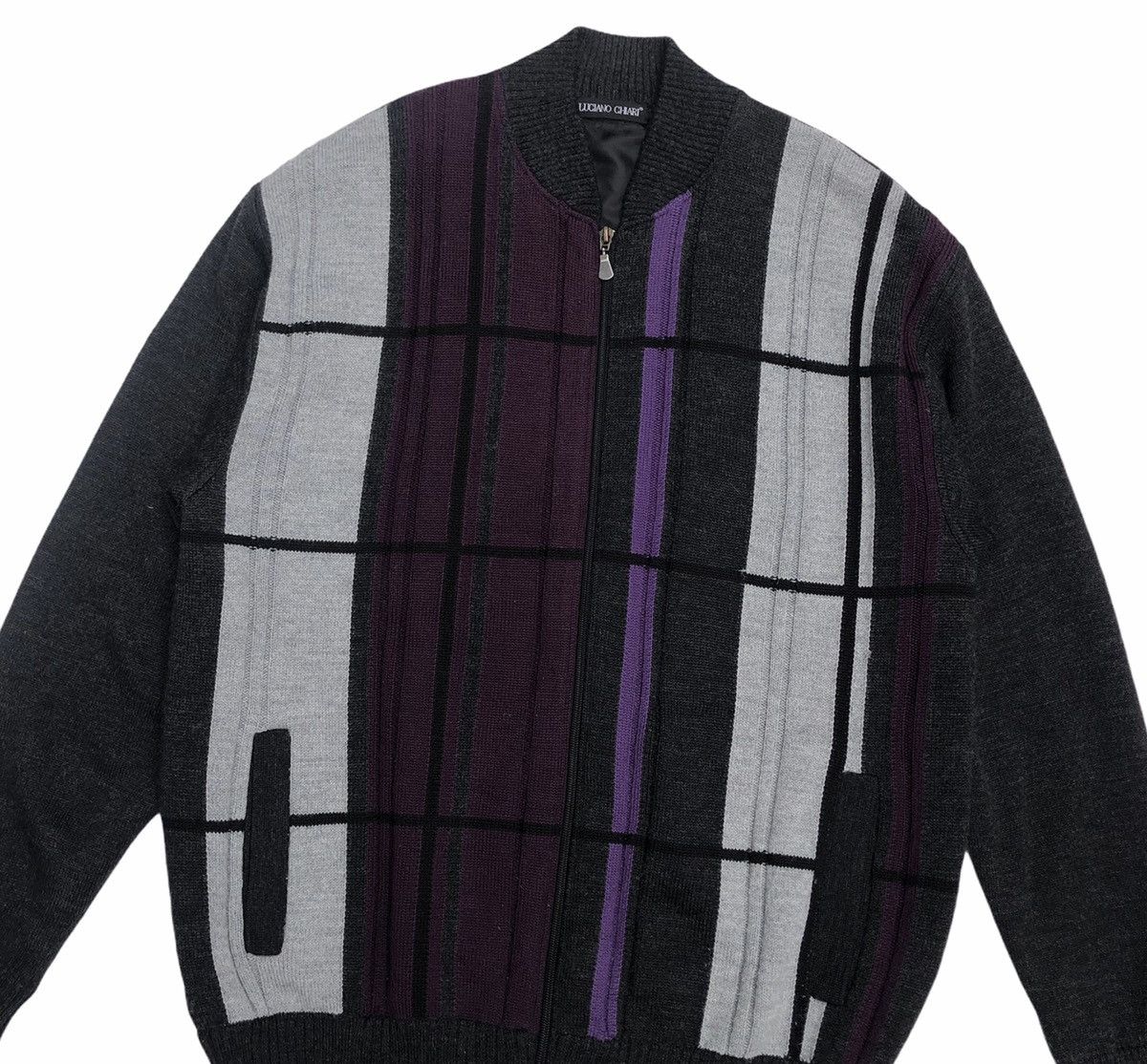 Vintage 🔥Luciano Chiari Knitted Italian Design Lana Wool Jacket Size US XL / EU 56 / 4 - 2 Thumbnail