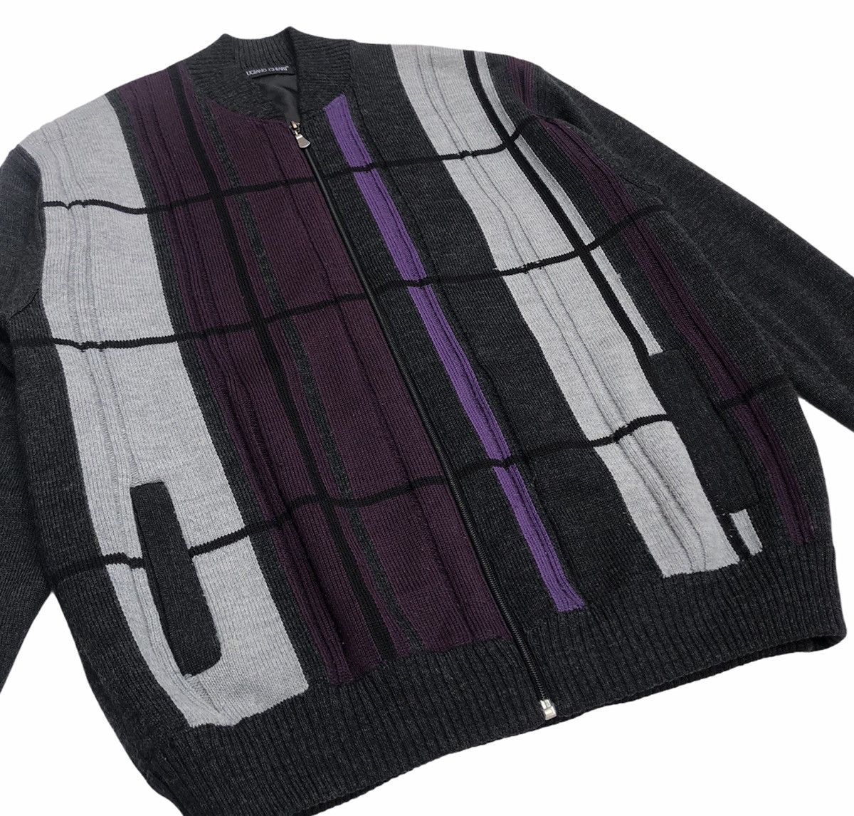 Vintage 🔥Luciano Chiari Knitted Italian Design Lana Wool Jacket Size US XL / EU 56 / 4 - 5 Thumbnail