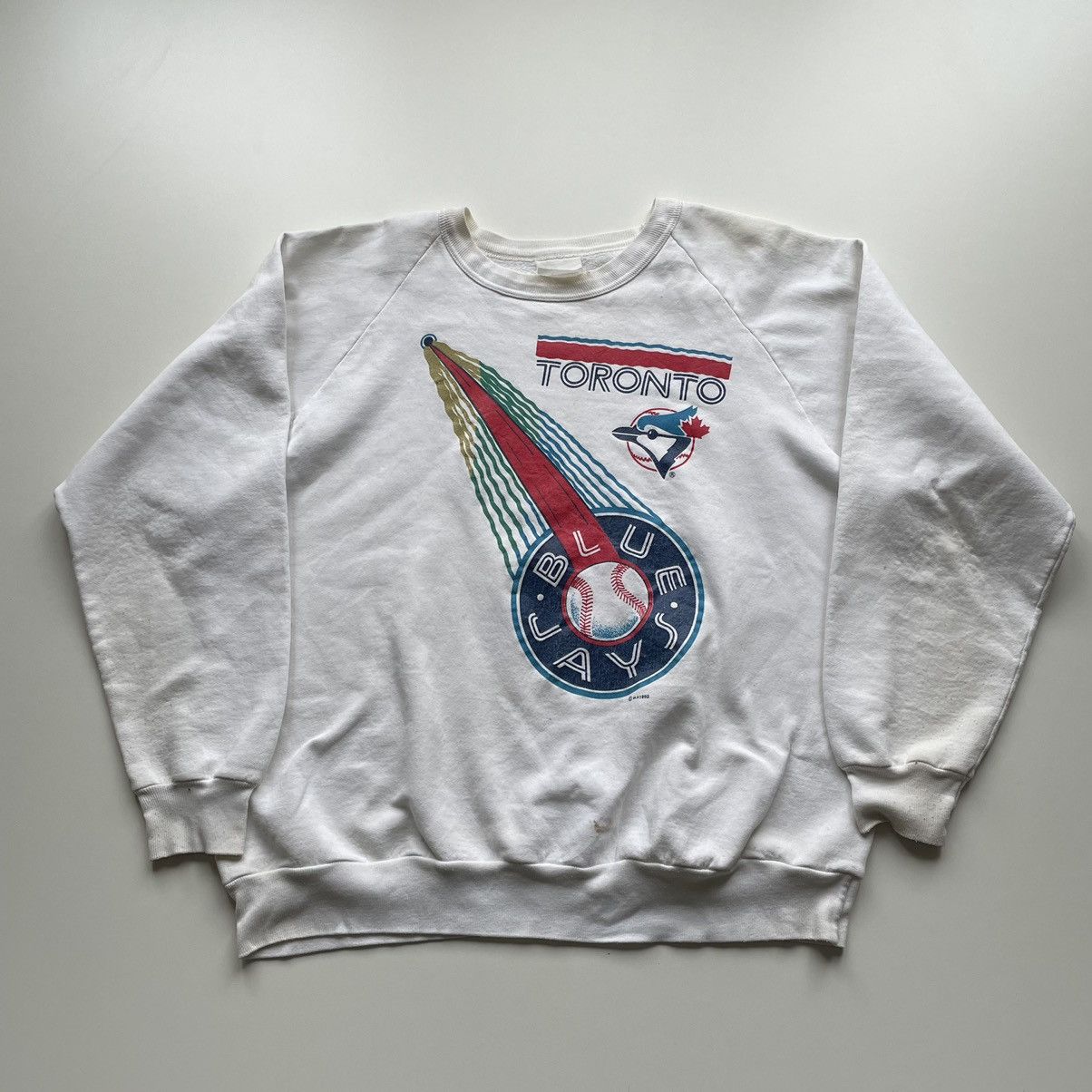 image of 90's Toronto Blue Jays Mlb Baseball Graphic Crewneck in White, Men's (Size Large)