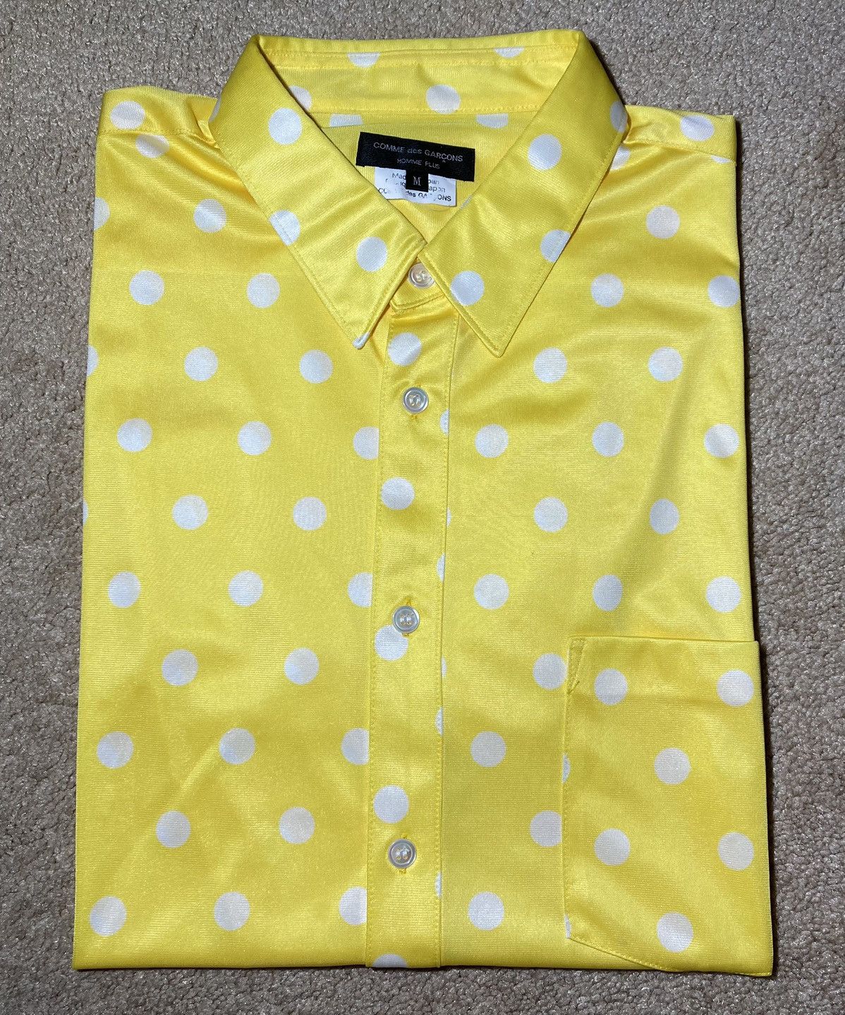 SS19 Comme Homme Plus Yellow Polka Dot Polo Shirt 2019 CDGH+