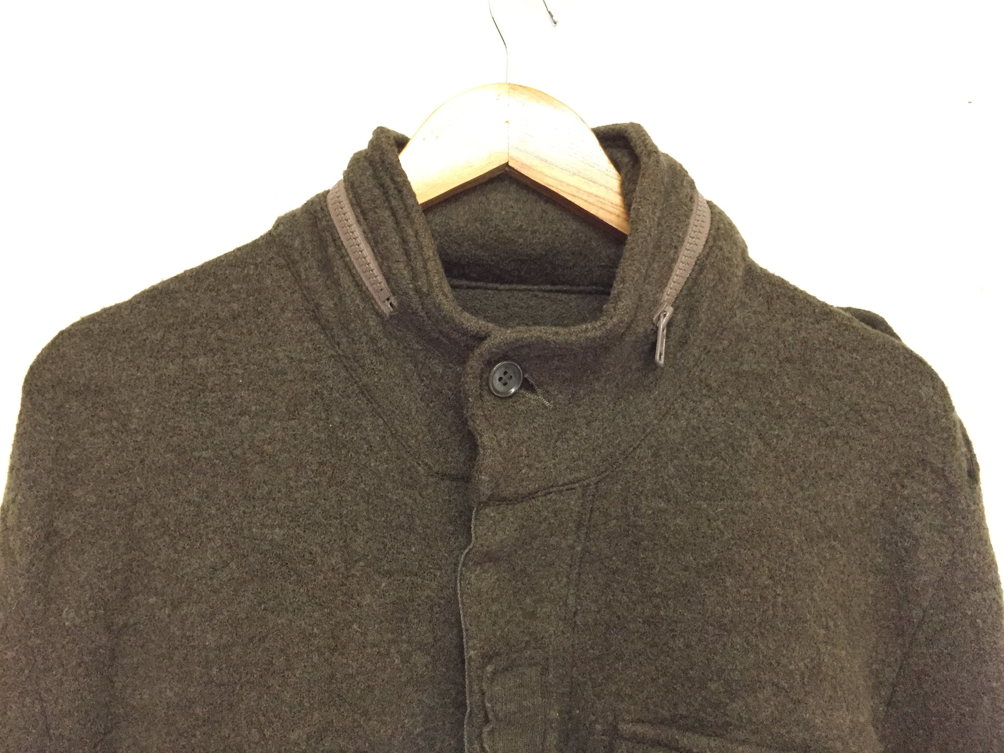 CABANE de ZUCCa M65 olive wool blend multibutton hoodie jacket Size US M / EU 48-50 / 2 - 9 Thumbnail