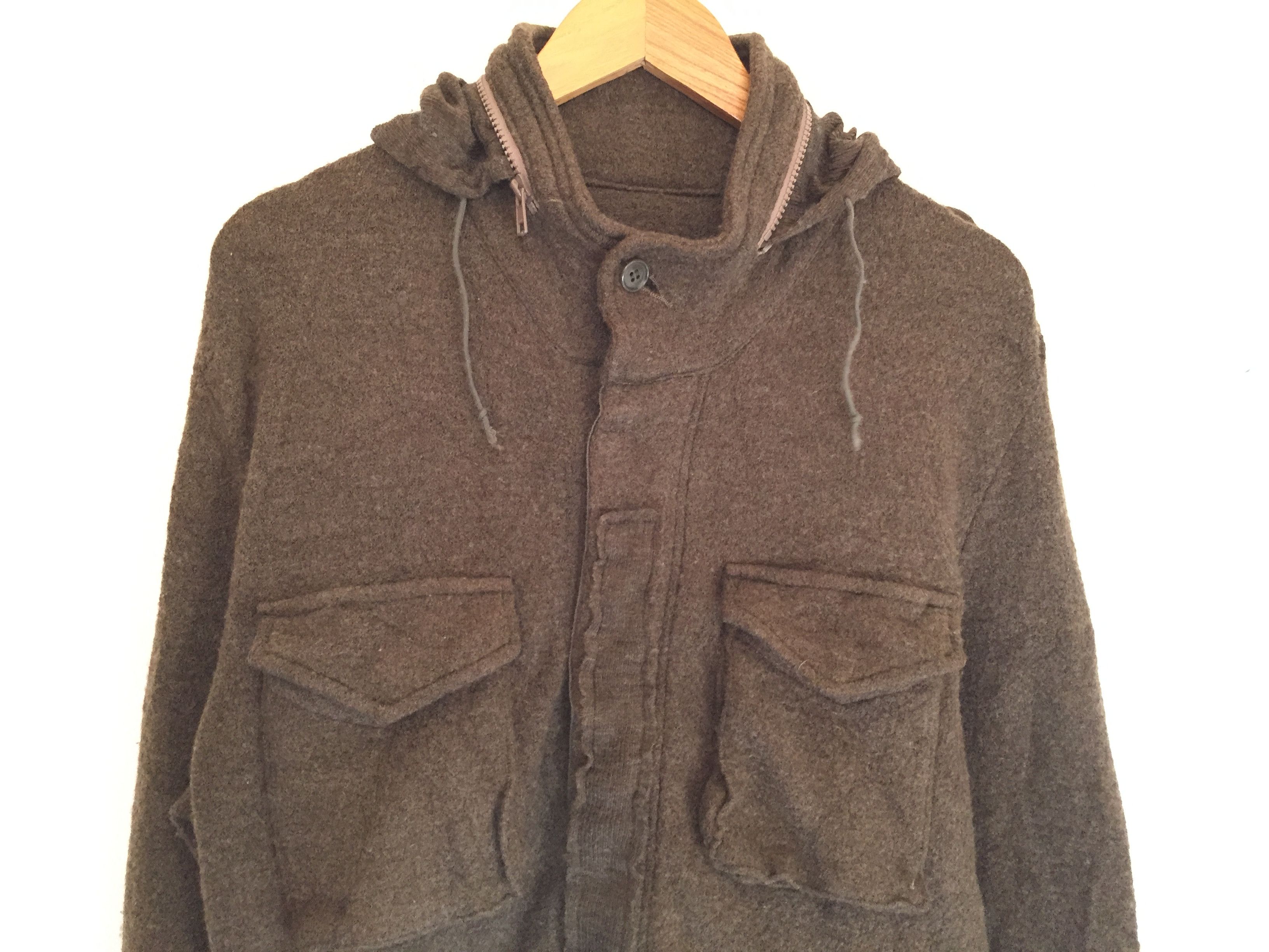 CABANE de ZUCCa M65 olive wool blend multibutton hoodie jacket Size US M / EU 48-50 / 2 - 3 Thumbnail