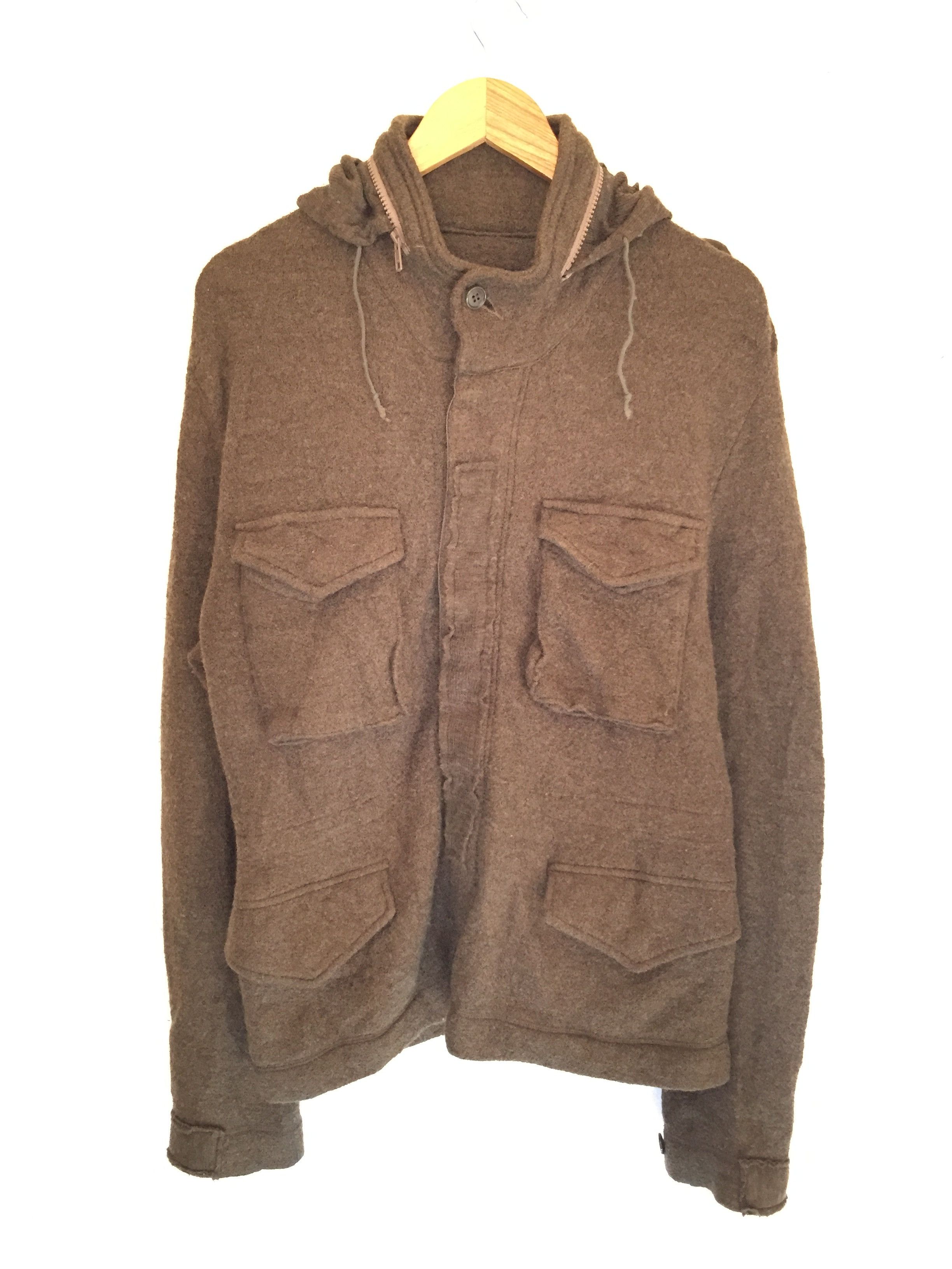 CABANE de ZUCCa M65 olive wool blend multibutton hoodie jacket Size US M / EU 48-50 / 2 - 2 Thumbnail