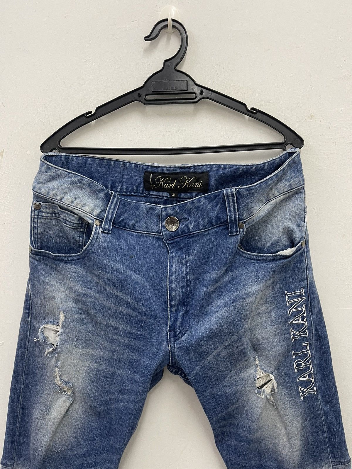 Karl Kani KARL KANI DENIM Skinny Paint Platter Distressed Jeans Pant Size US 34 / EU 50 - 4 Thumbnail