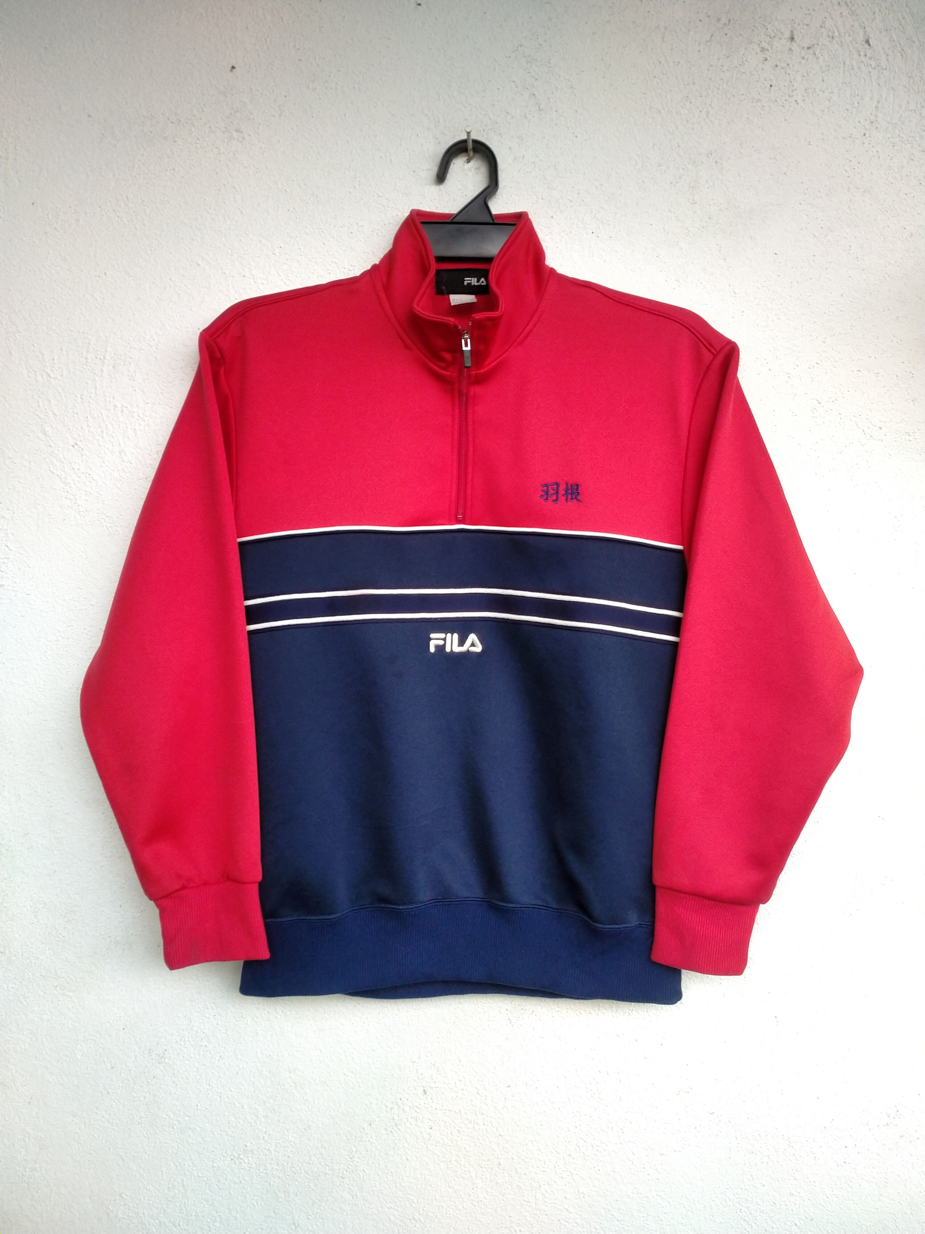 image of Vintage Fila Half Zip Tracktop Jacket in Red/Navy Blue, Men's (Size XS)